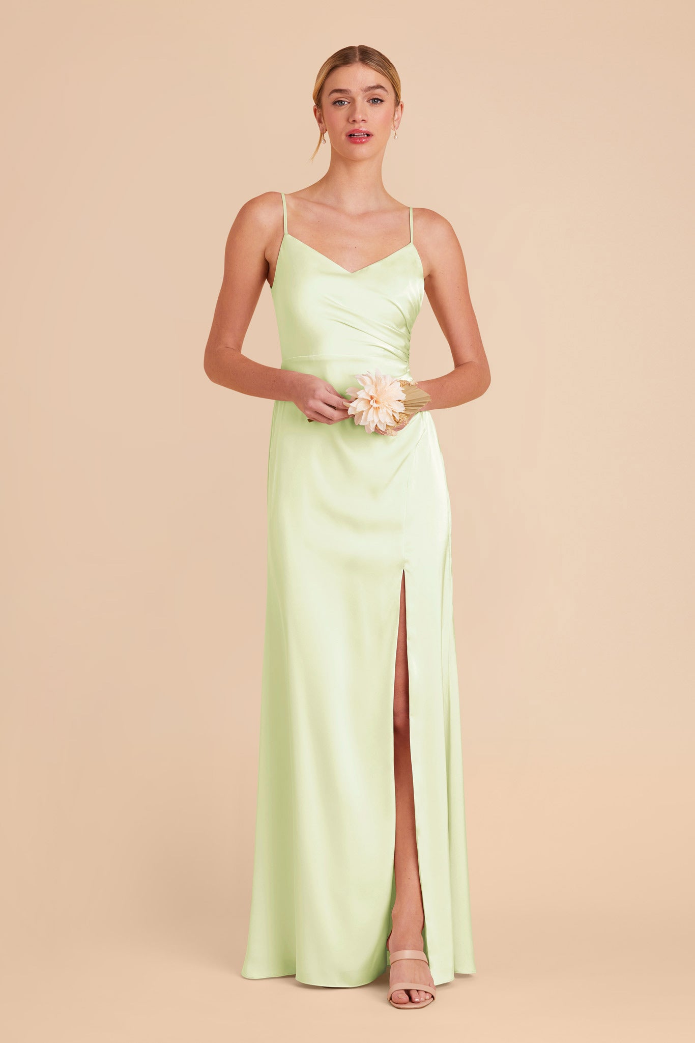 Pale Pistachio Catherine Matte Satin Dress by Birdy Grey