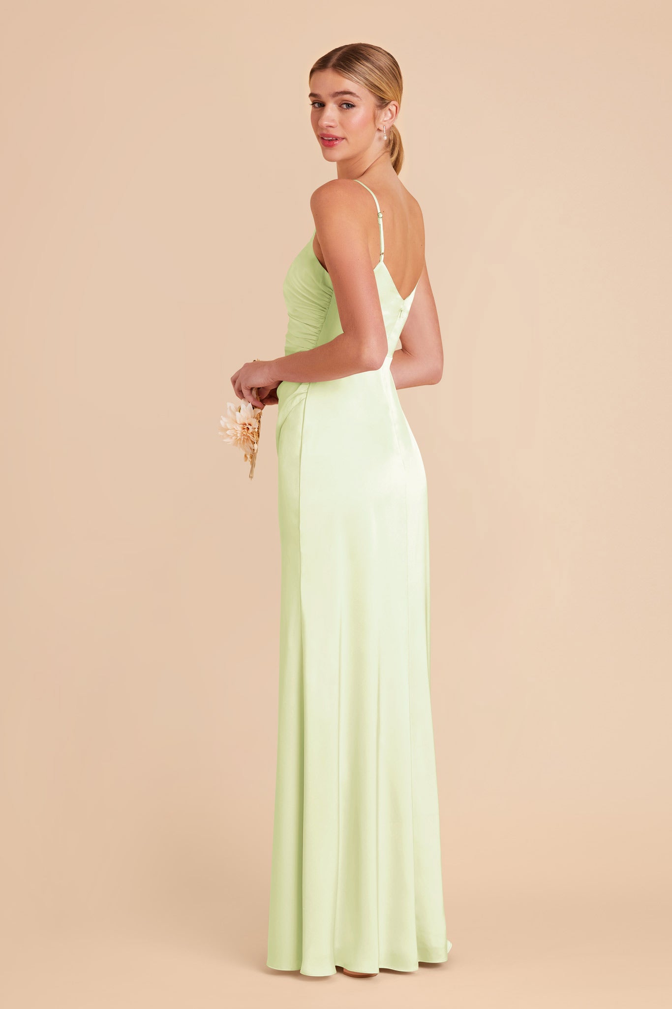 Pale Pistachio Catherine Matte Satin Dress by Birdy Grey