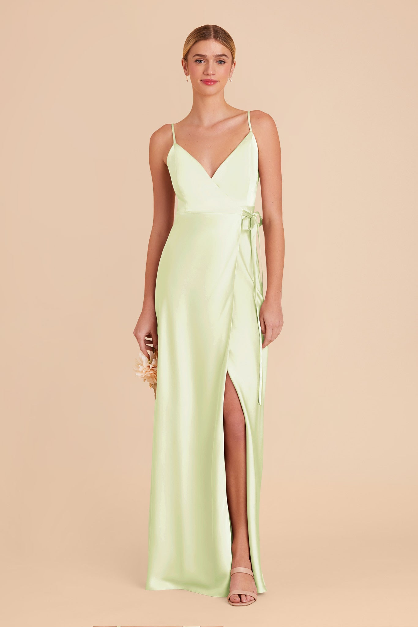 Pale Pistachio Cindy Matte Satin Dress by Birdy Grey