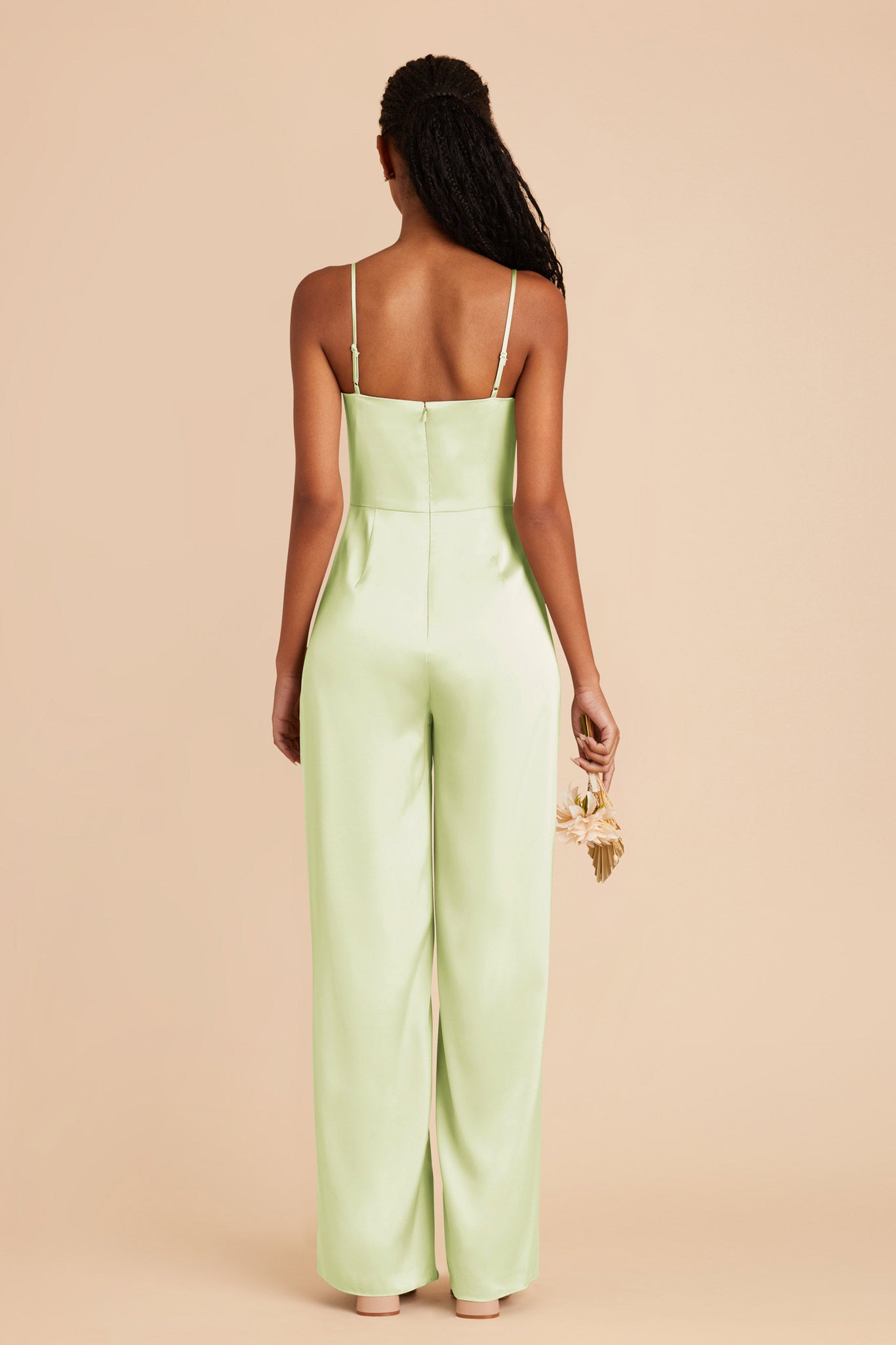 Pale Pistachio Donna Matte Satin Bridesmaid Jumpsuit by Birdy Grey