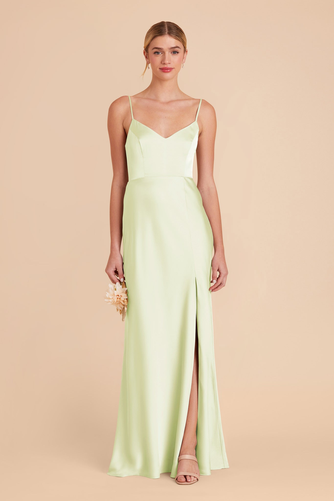 Pale Pistachio Jay Matte Satin Dress by Birdy Grey