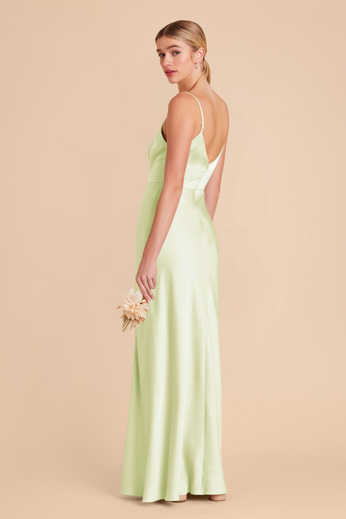 Pale Pistachio Jay Matte Satin Dress by Birdy Grey