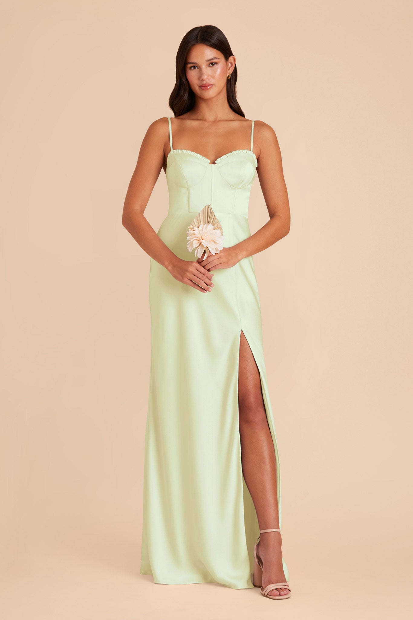 Pale Pistachio Jessica Matte Satin Dress by Birdy Grey