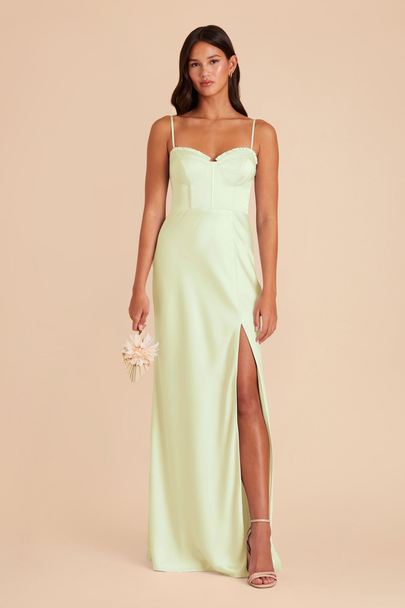 Pale Pistachio Jessica Matte Satin Dress by Birdy Grey