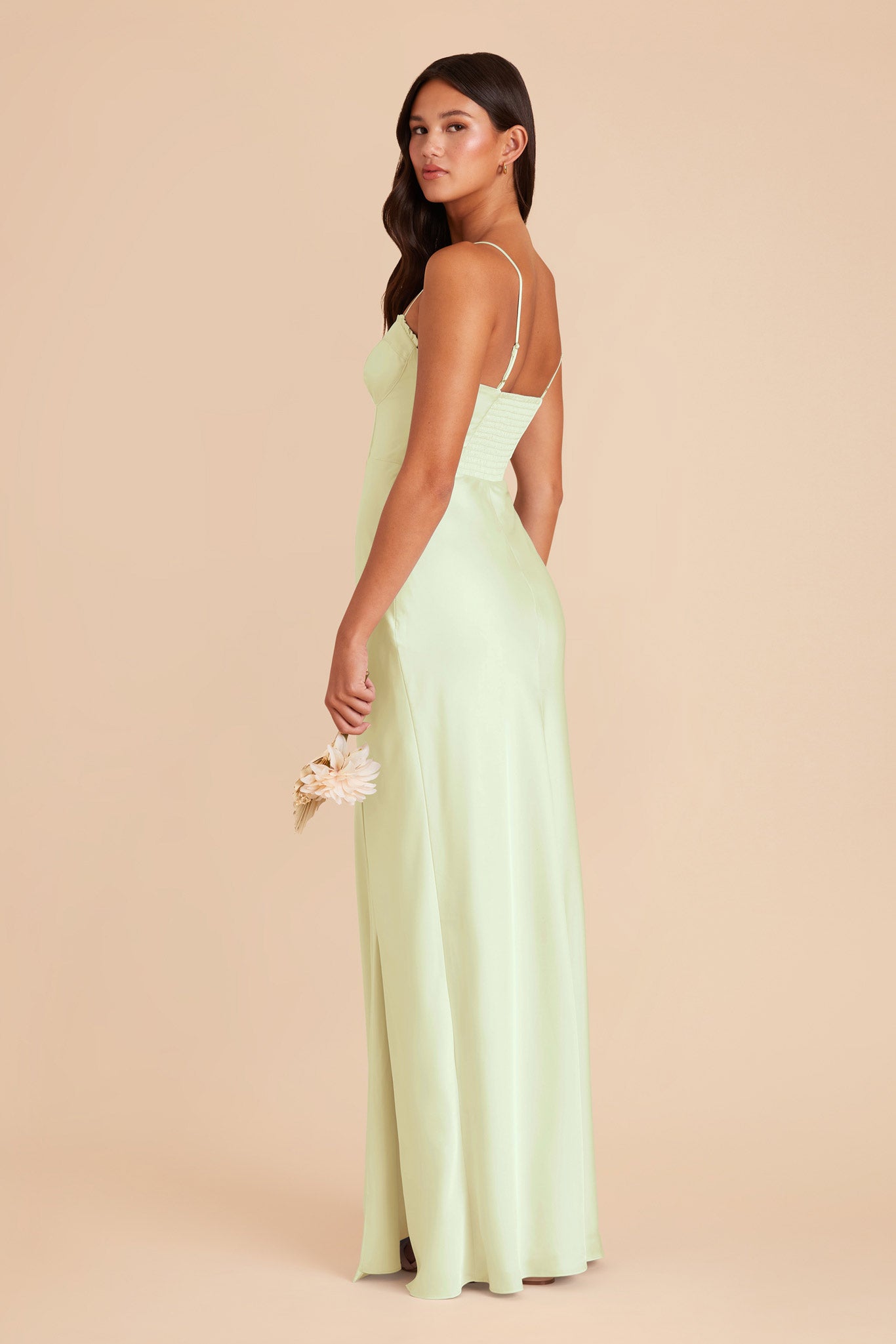 Pale Pistachio Jessica Matte Satin Dress by Birdy Grey