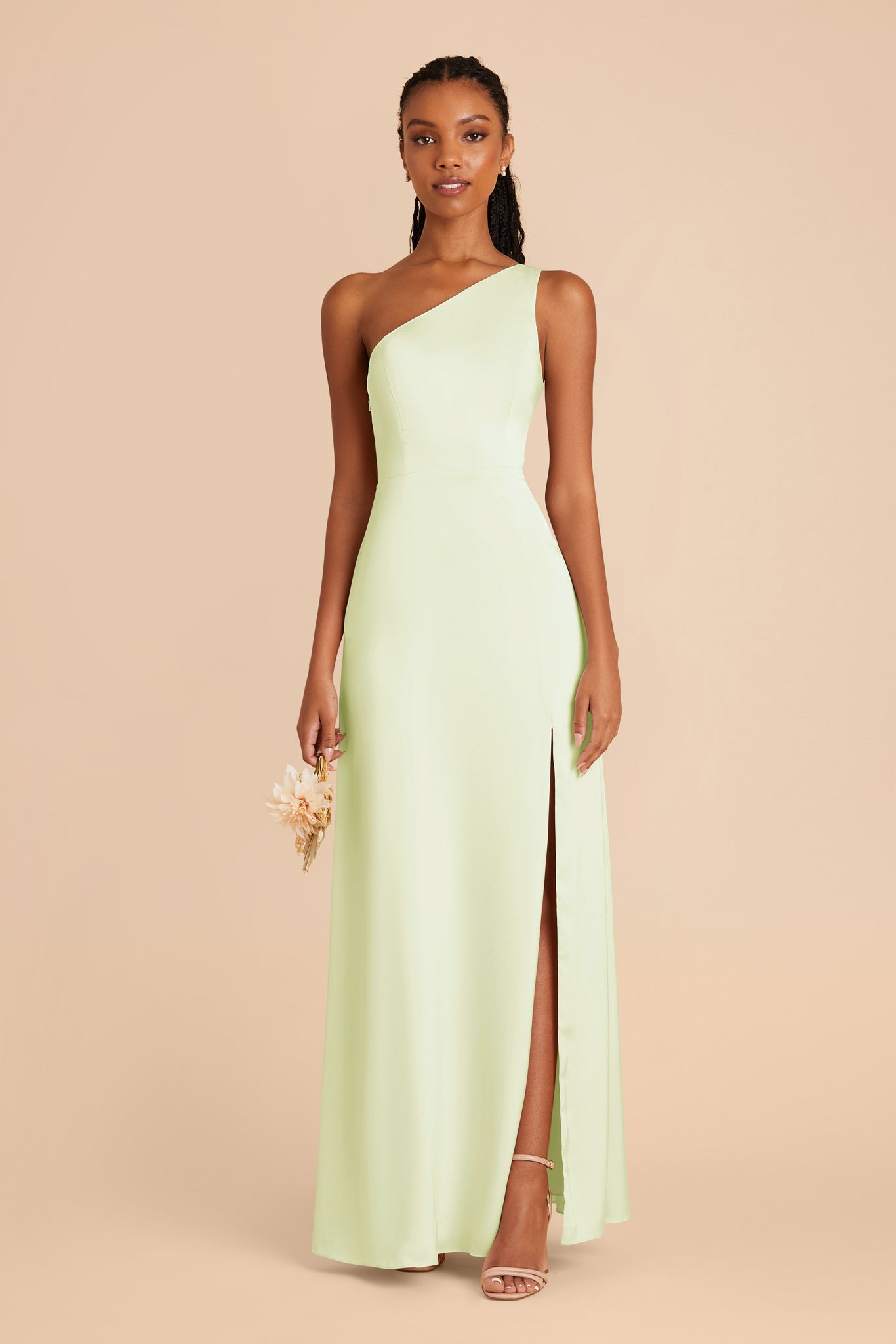 Pale Pistachio Kira Matte Satin Dress by Birdy Grey