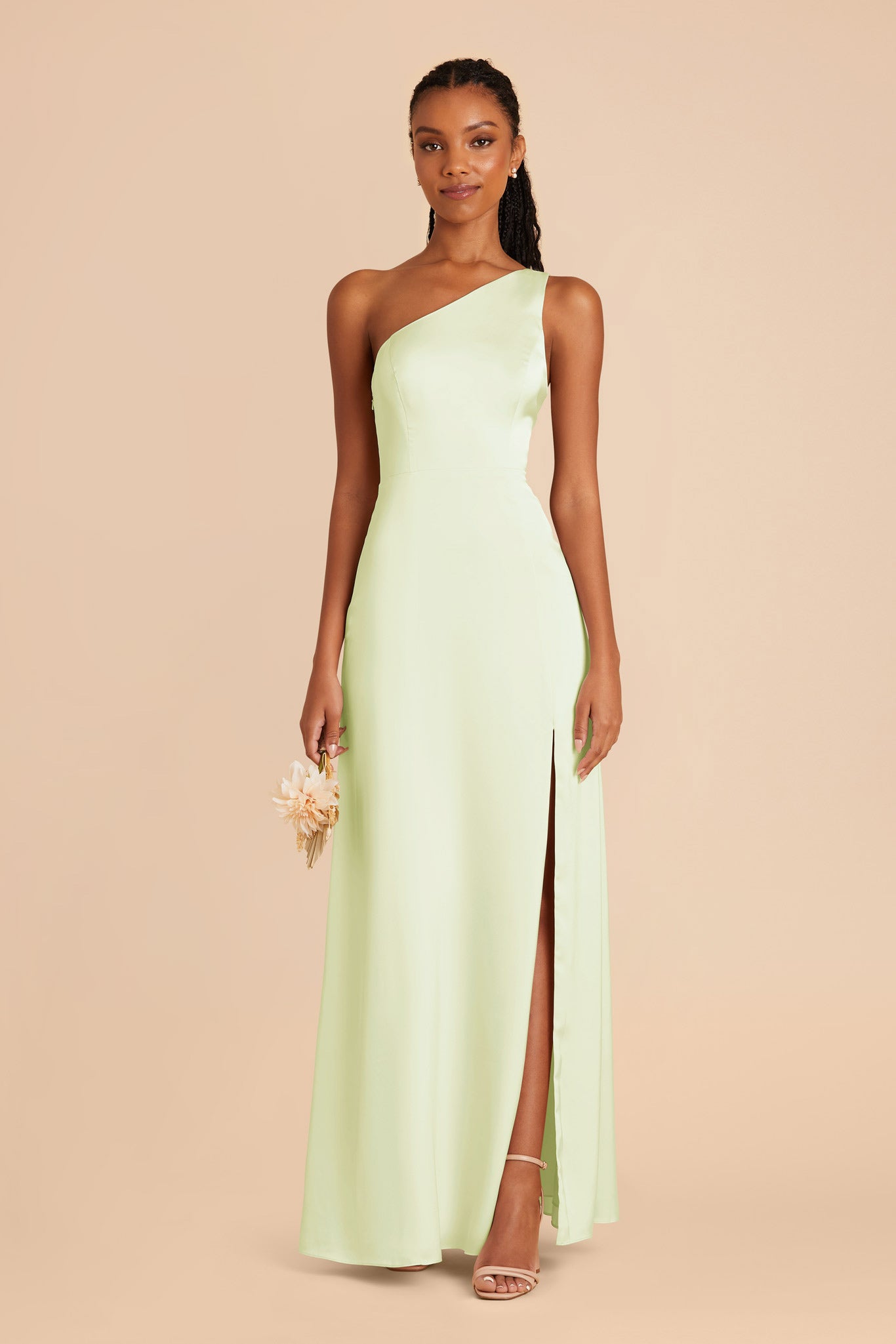 Pale Pistachio Kira Matte Satin Dress by Birdy Grey