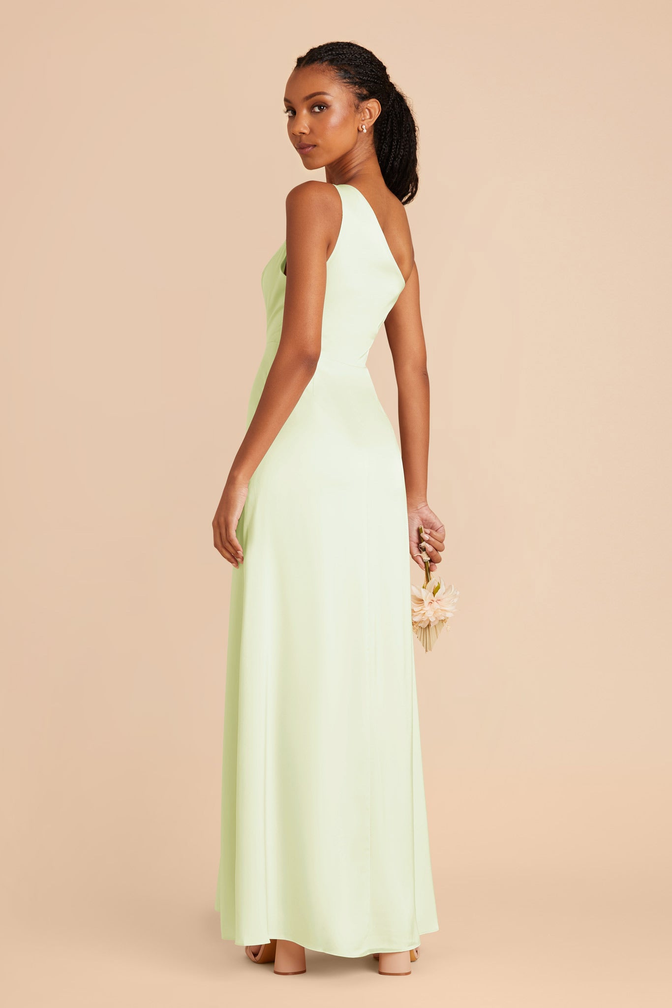 Pale Pistachio Kira Matte Satin Dress by Birdy Grey