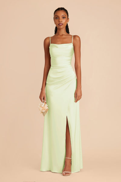 Pale Pistachio Lydia Matte Satin Dress by Birdy Grey