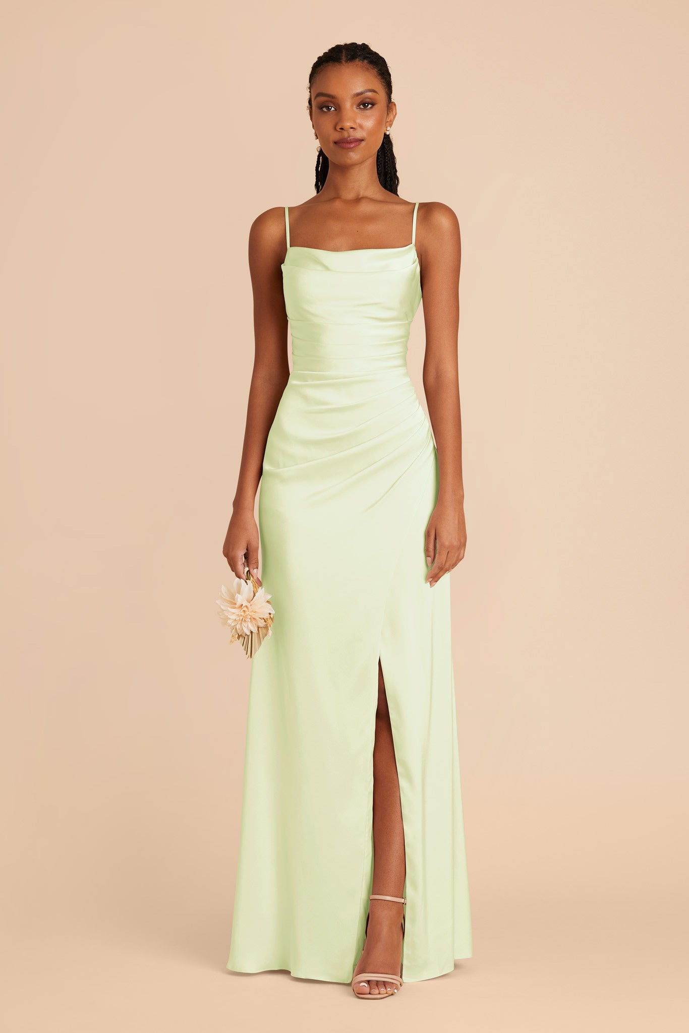 Pale Pistachio Lydia Matte Satin Dress by Birdy Grey