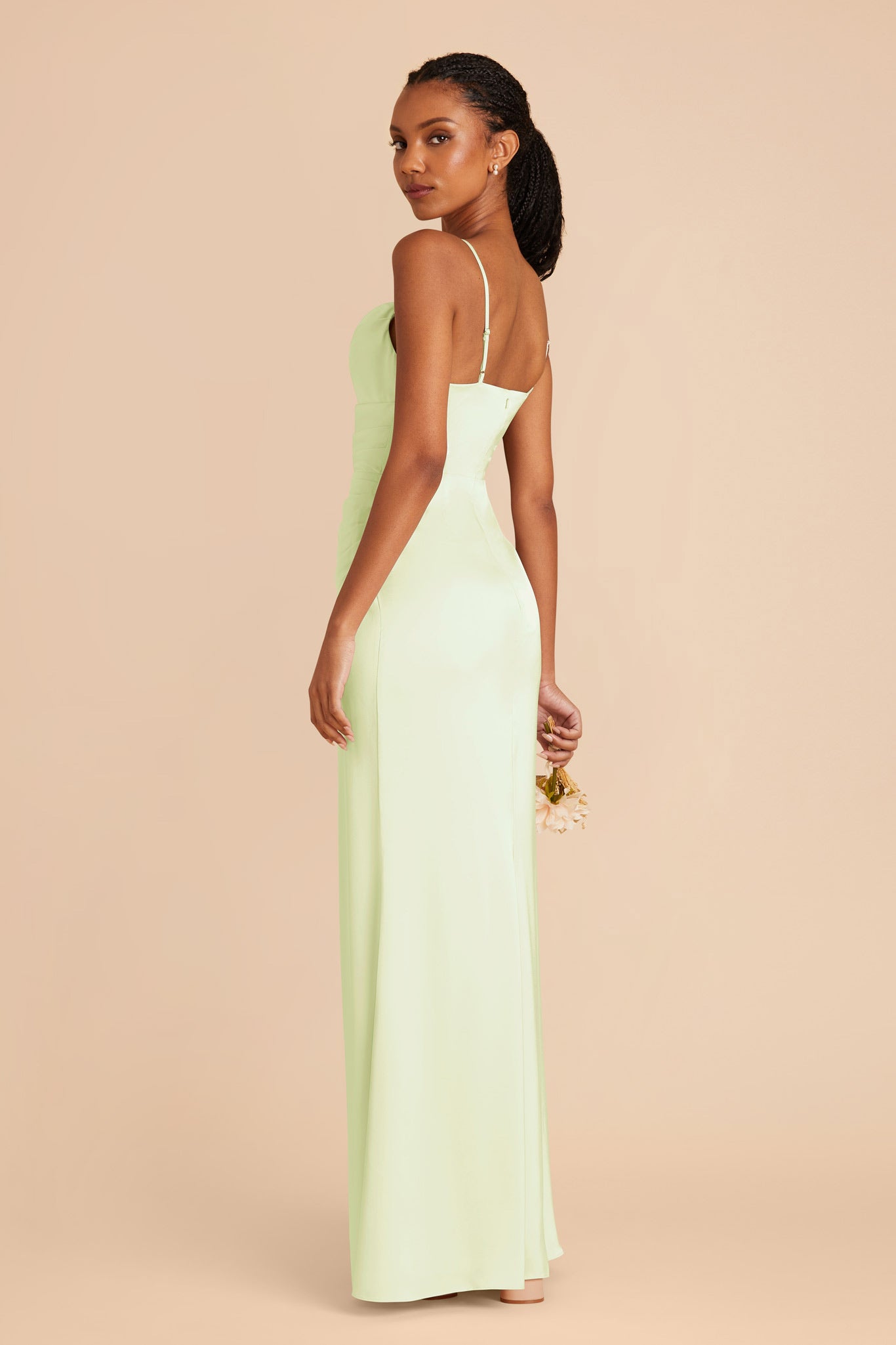 Pale Pistachio Lydia Matte Satin Dress by Birdy Grey