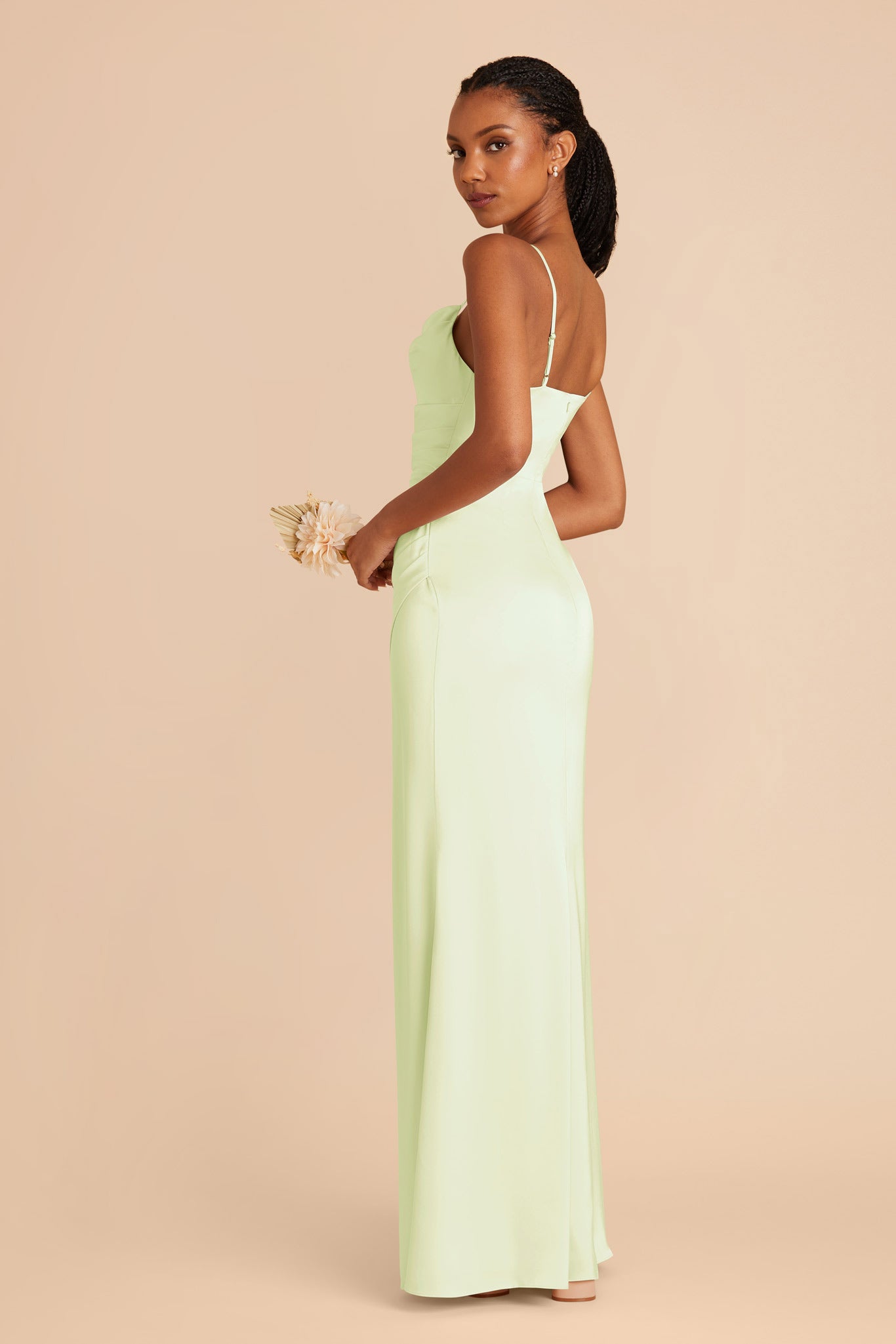 Pale Pistachio Lydia Matte Satin Dress by Birdy Grey