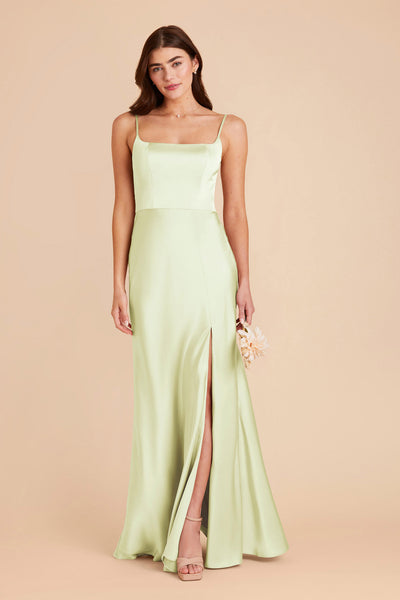 Pale Pistachio Mai Matte Satin Dress by Birdy Grey