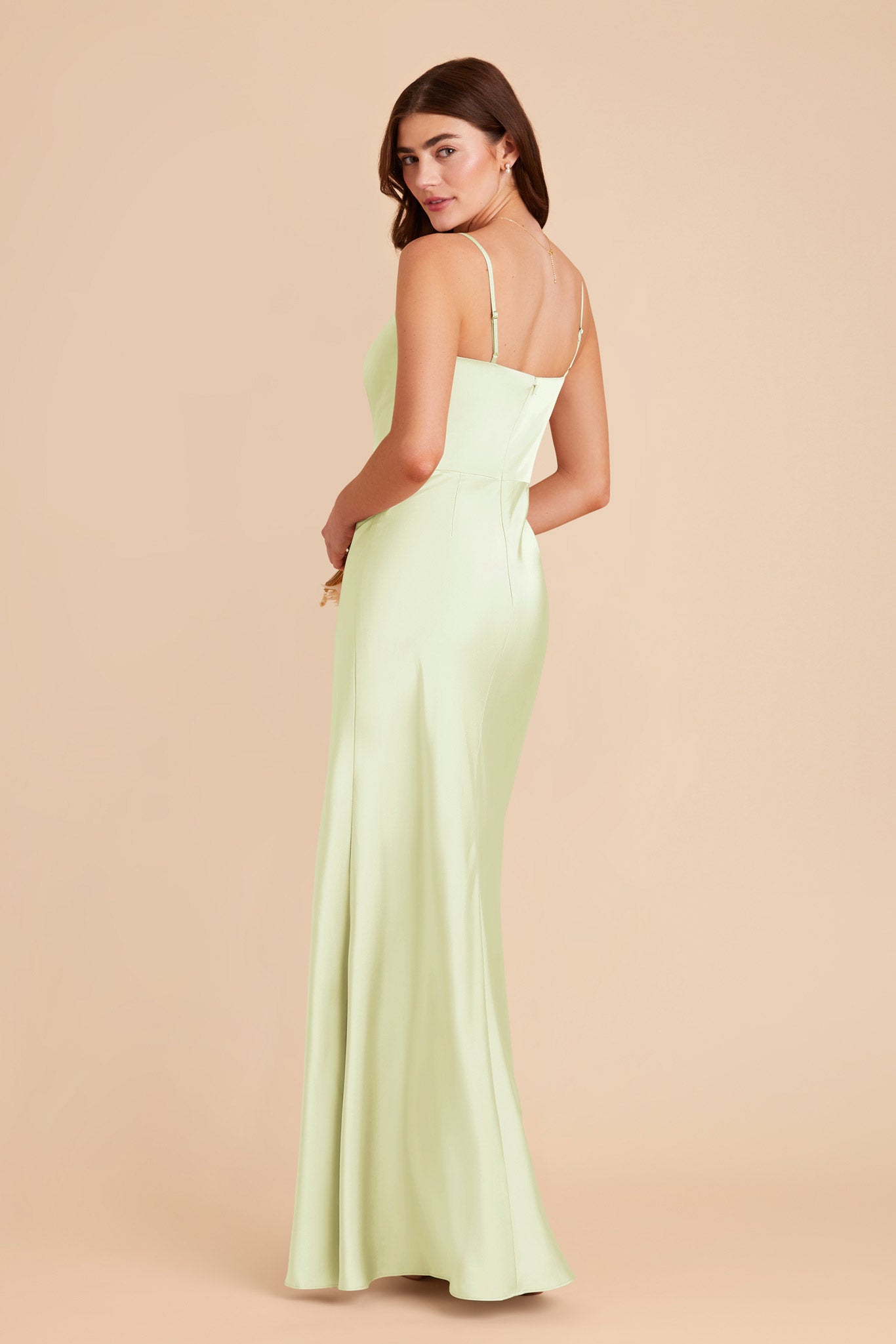 Pale Pistachio Mai Matte Satin Dress by Birdy Grey