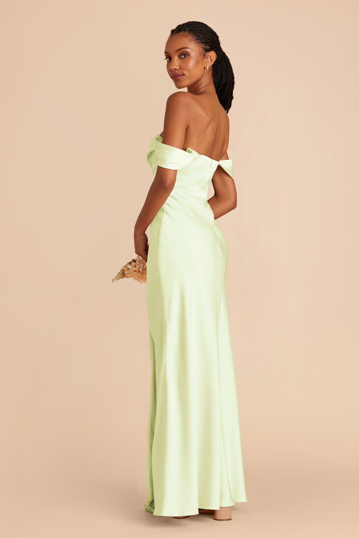 Pale Pistachio Mia Matte Satin Convertible Dress by Birdy Grey