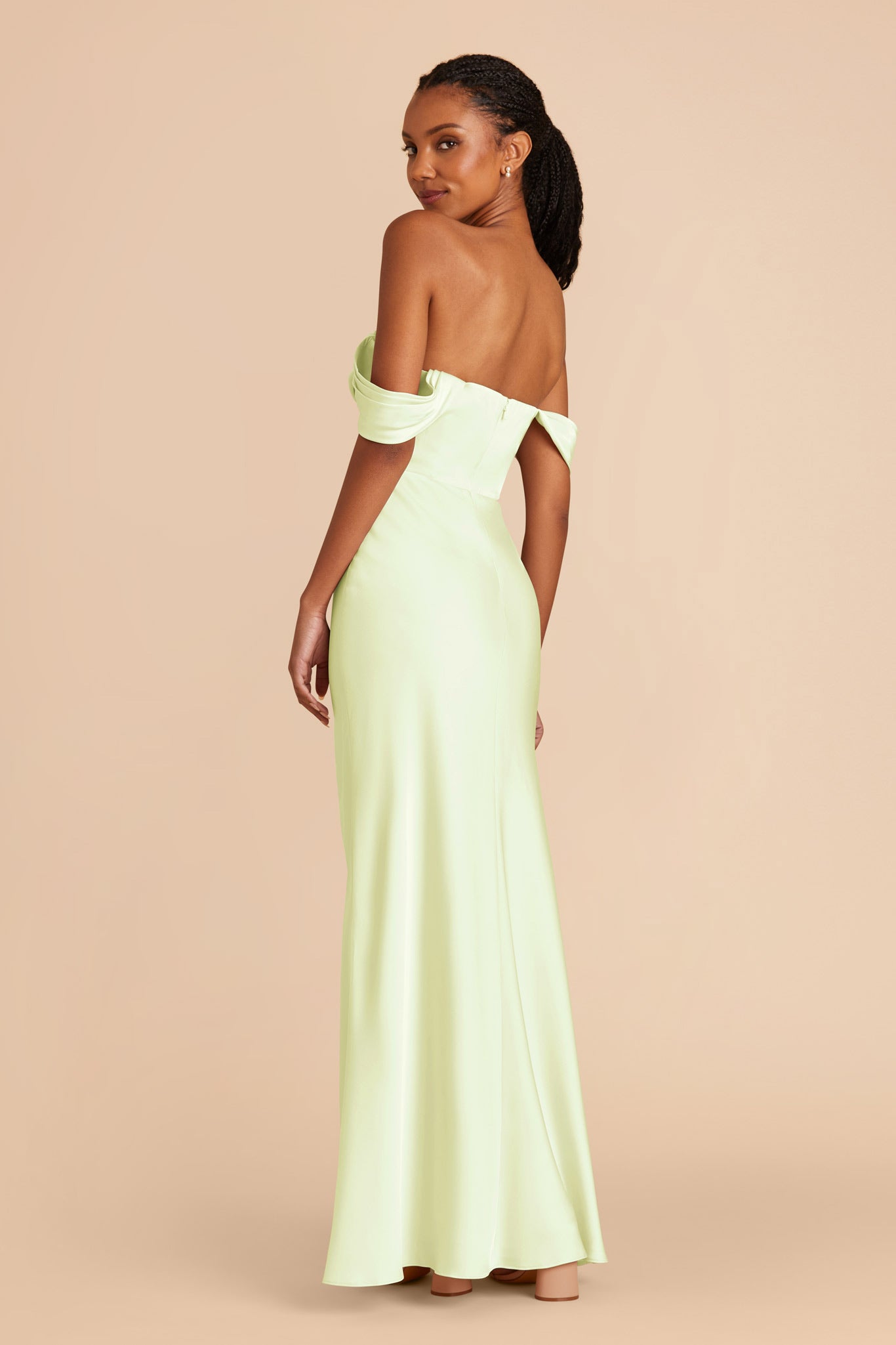 Pale Pistachio Mia Matte Satin Convertible Dress by Birdy Grey