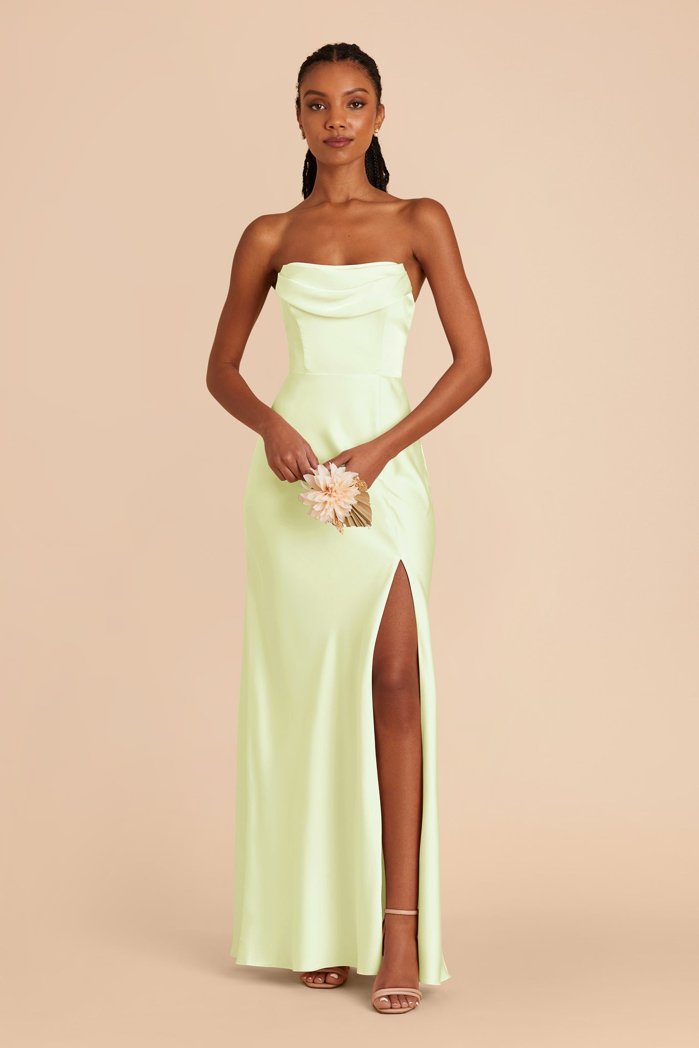 Pale Pistachio Mia Matte Satin Convertible Dress by Birdy Grey