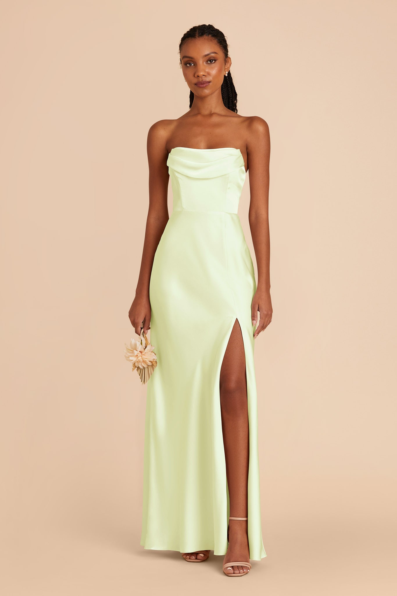 Pale Pistachio Mia Matte Satin Convertible Dress by Birdy Grey