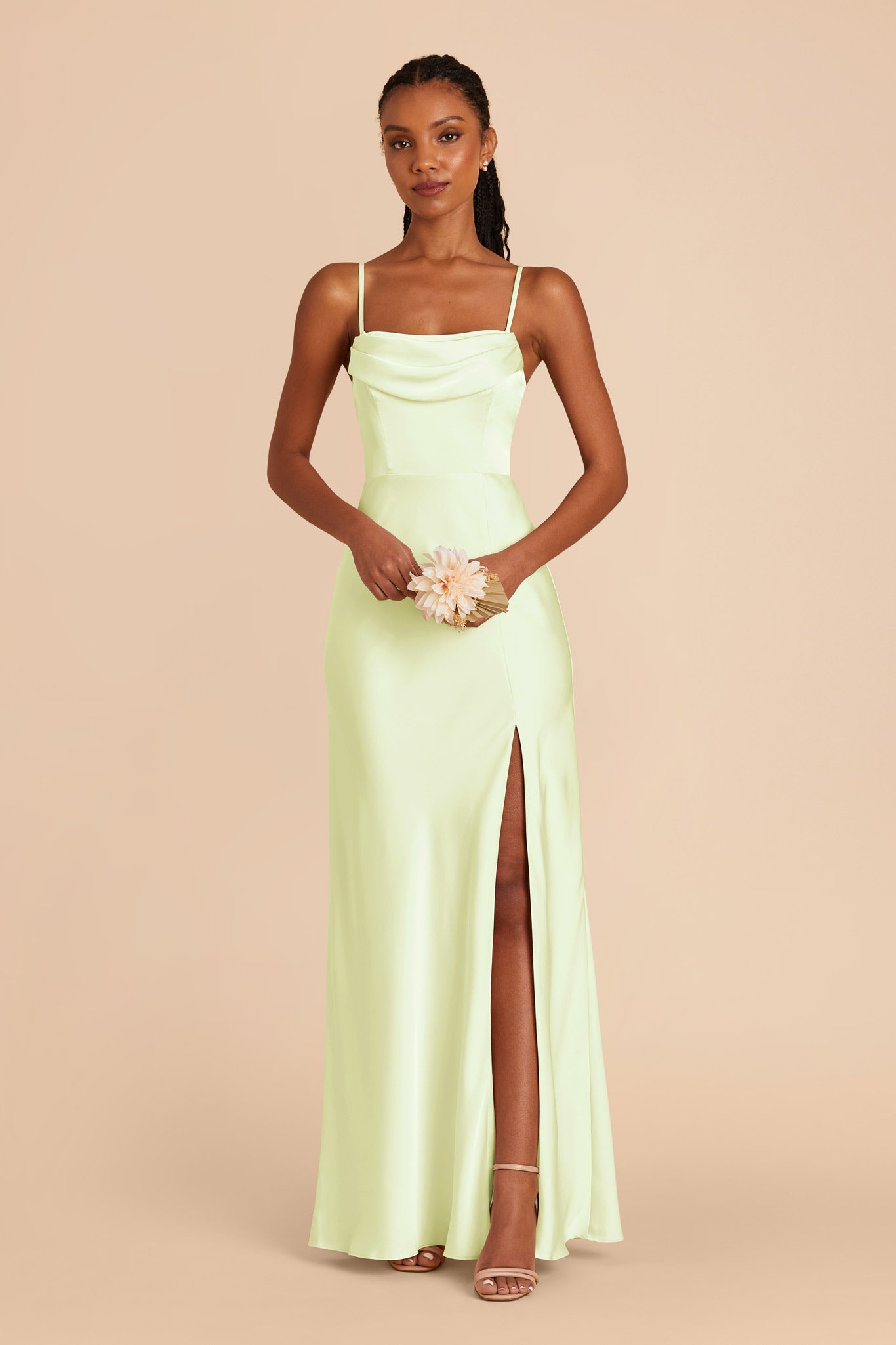 Pale Pistachio Mia Matte Satin Convertible Dress by Birdy Grey