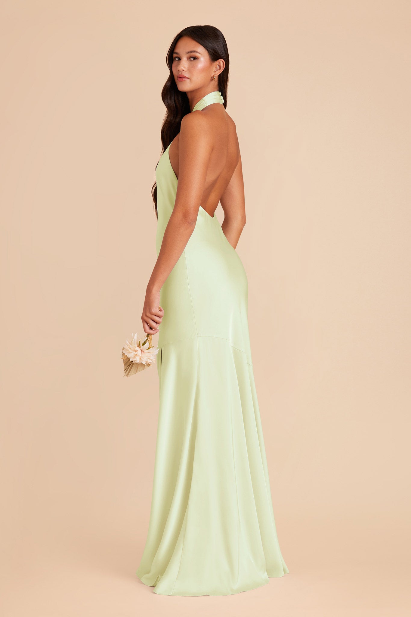 Pale Pistachio Stephanie Matte Satin Dress by Birdy Grey