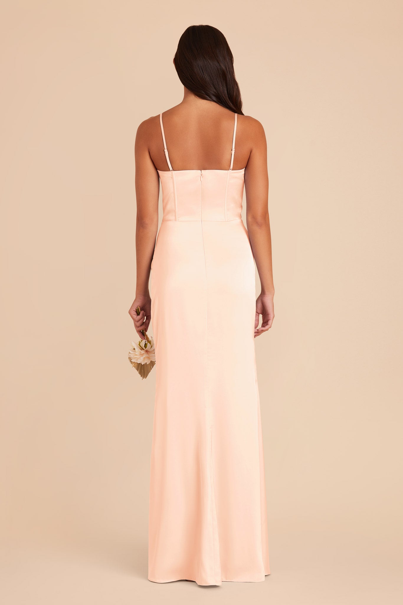 Peach Cream Carrie Matte Satin Dress by Birdy Grey