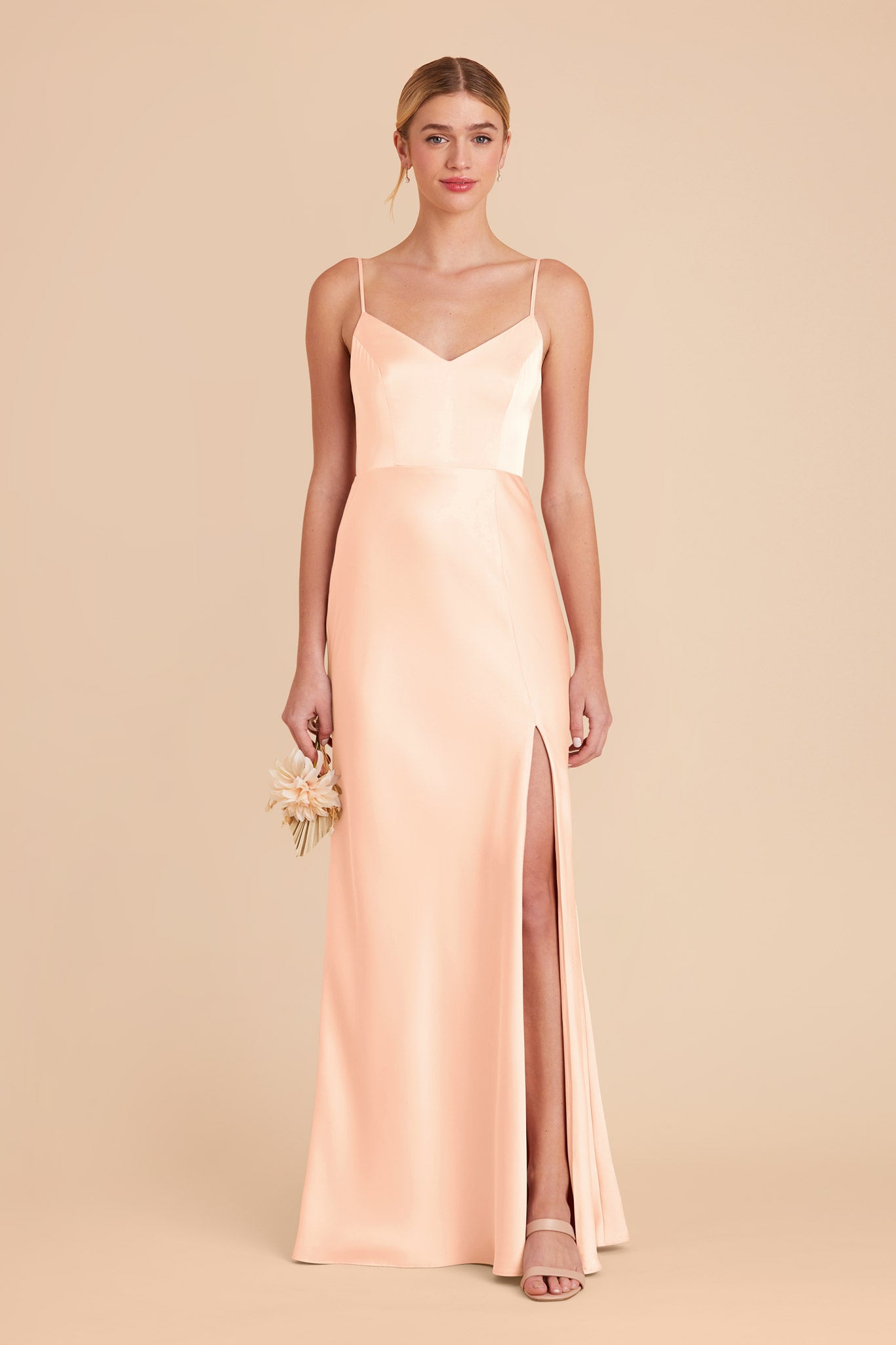 Peach Cream Jay Matte Satin Dress by Birdy Grey