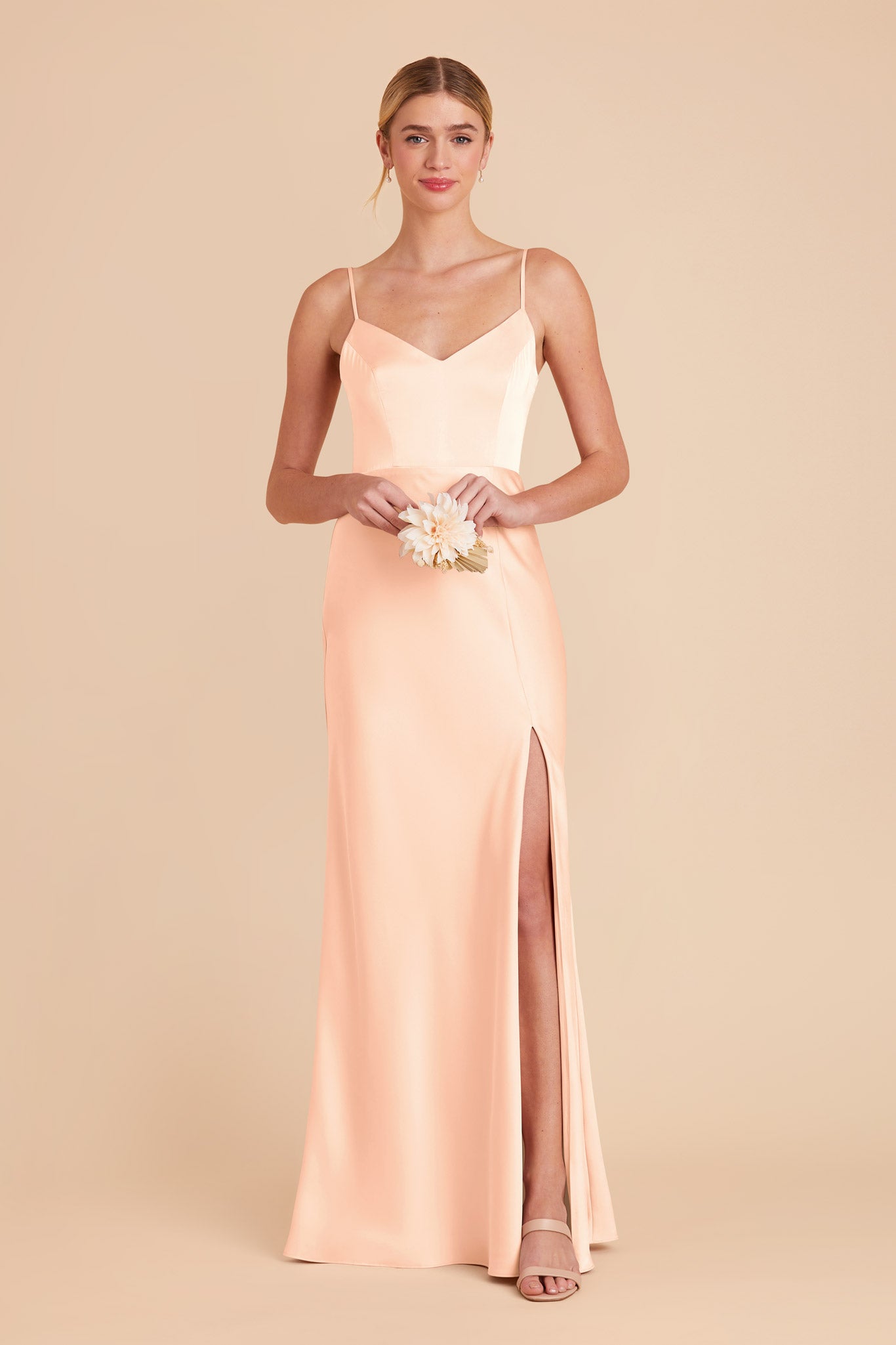 Peach Cream Jay Matte Satin Dress by Birdy Grey