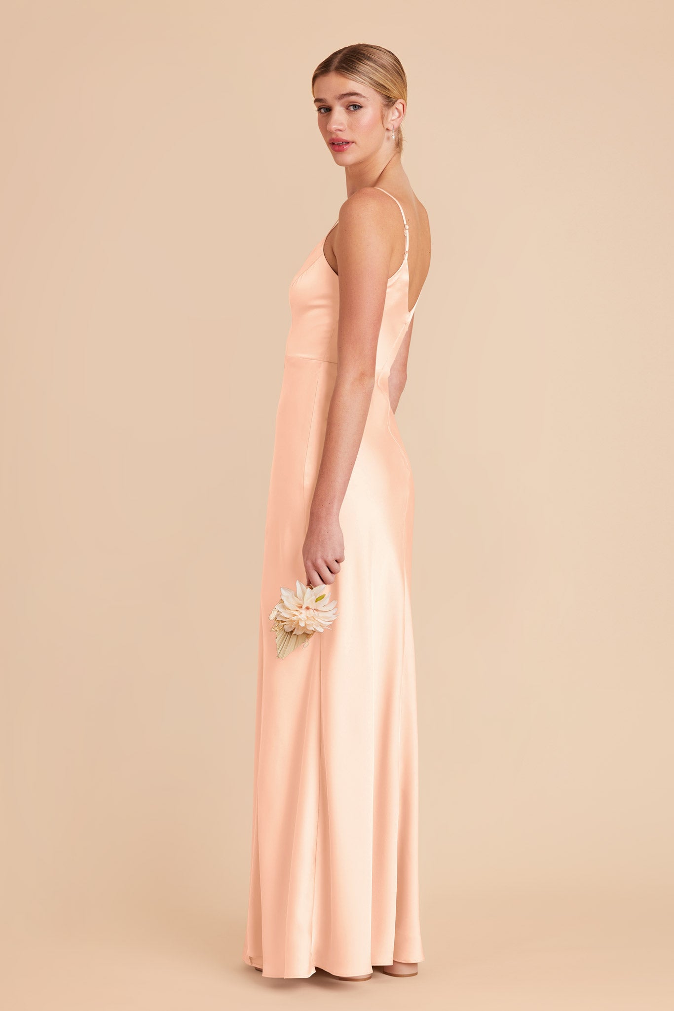 Peach Cream Jay Matte Satin Dress by Birdy Grey