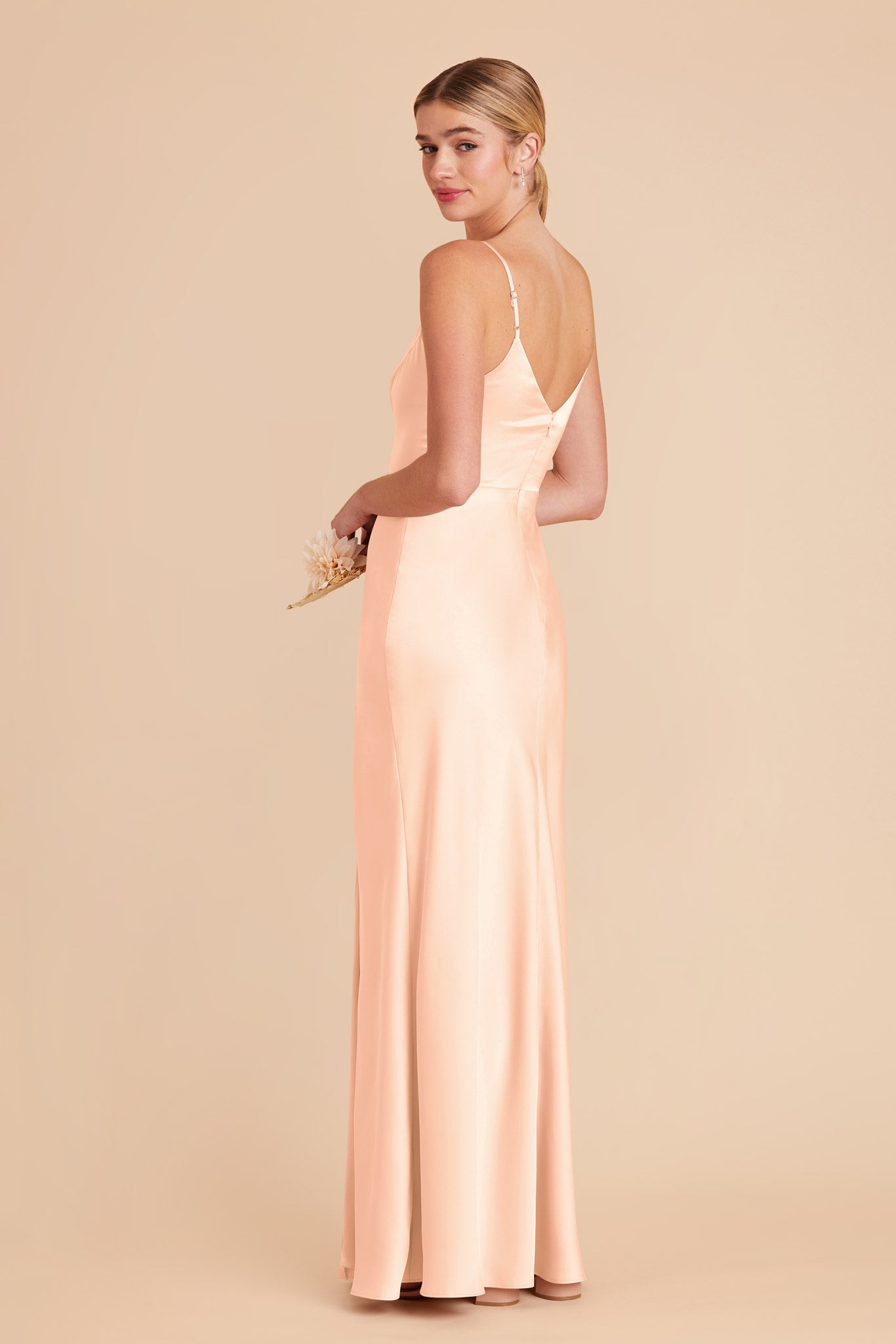 Peach Cream Jay Matte Satin Dress by Birdy Grey