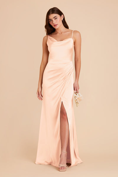 Peach Cream Jennifer Matte Satin Dress by Birdy Grey