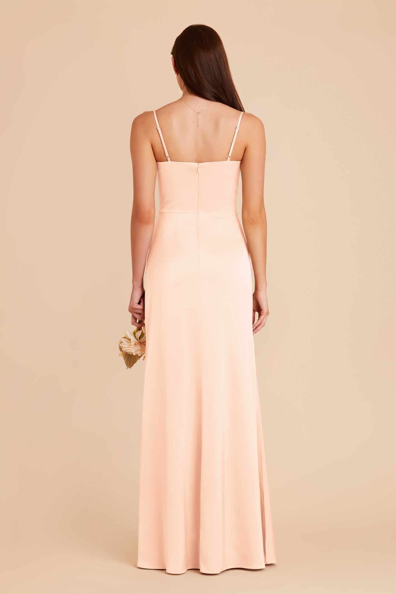 Peach Cream Jennifer Matte Satin Dress by Birdy Grey