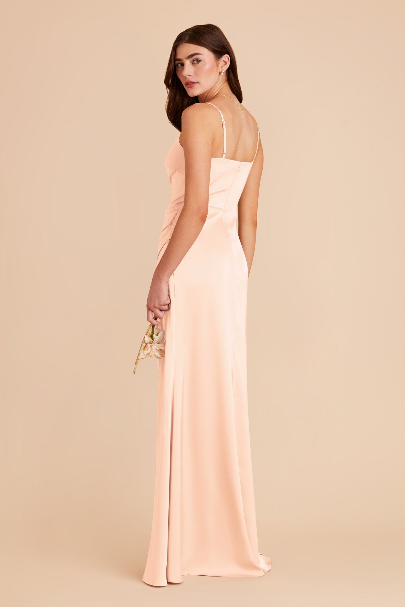 Peach Cream Jennifer Matte Satin Dress by Birdy Grey