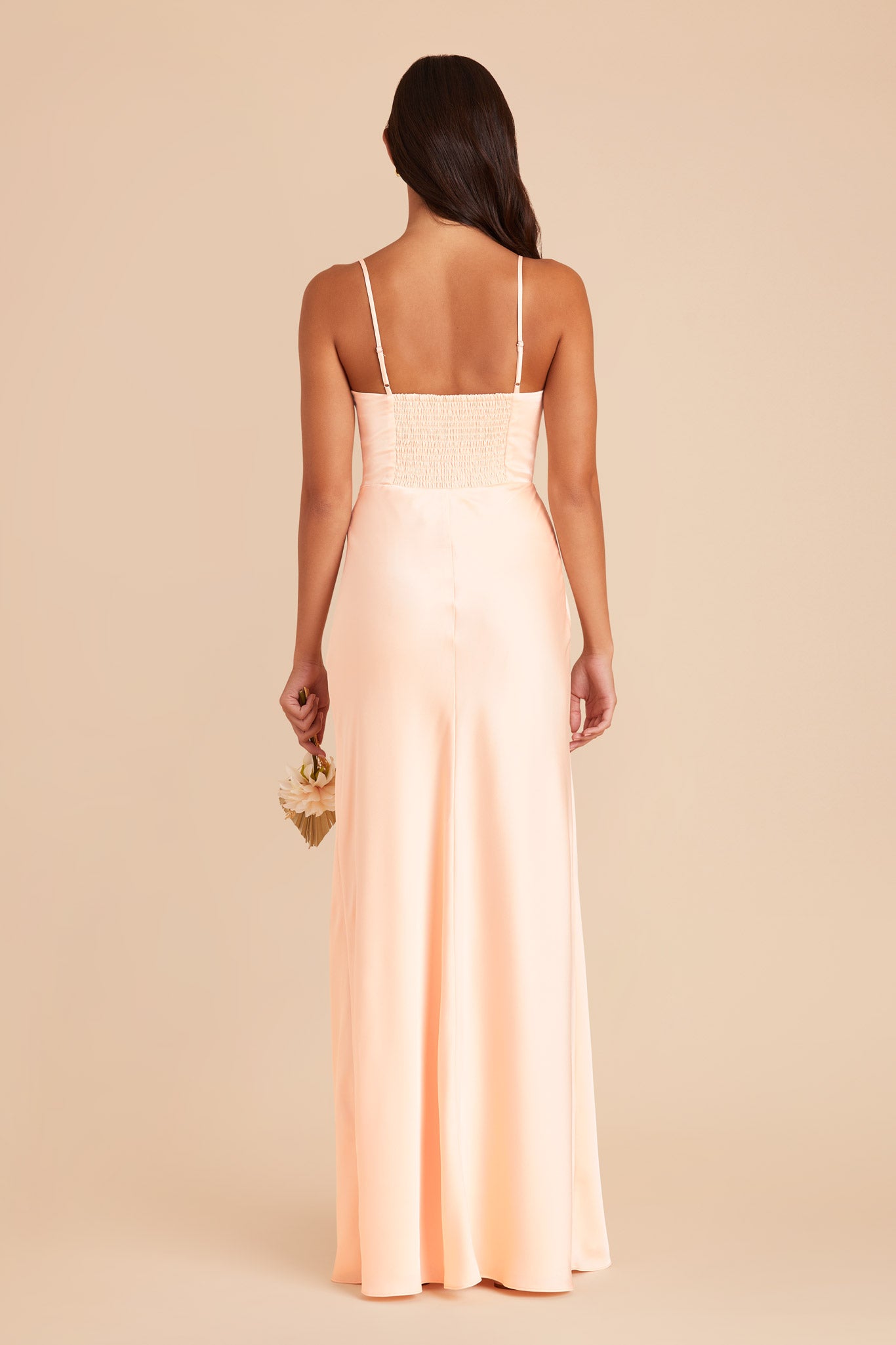 Peach Cream Jessica Matte Satin Dress by Birdy Grey