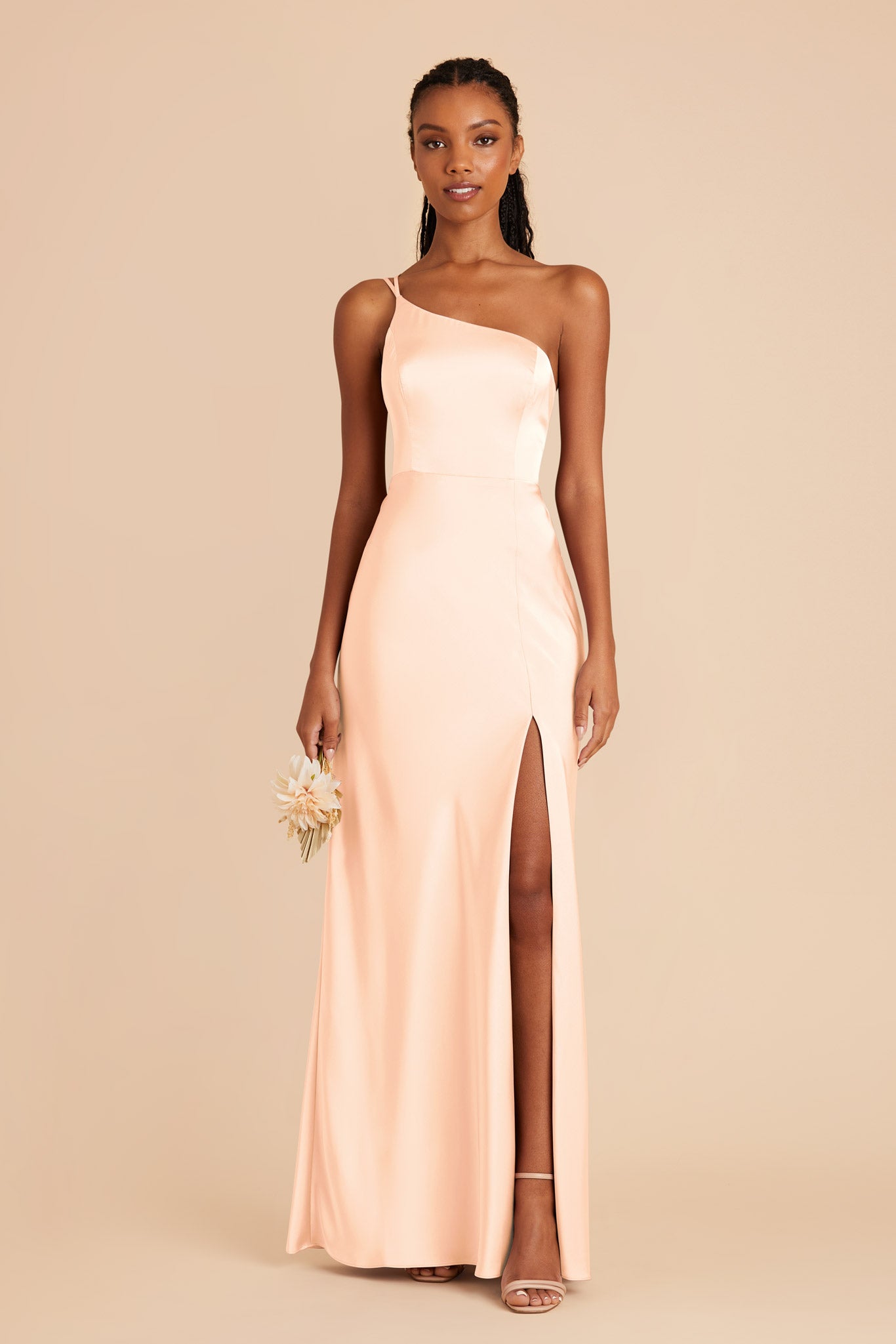 Peach Cream Kensie Matte Satin Dress by Birdy Grey