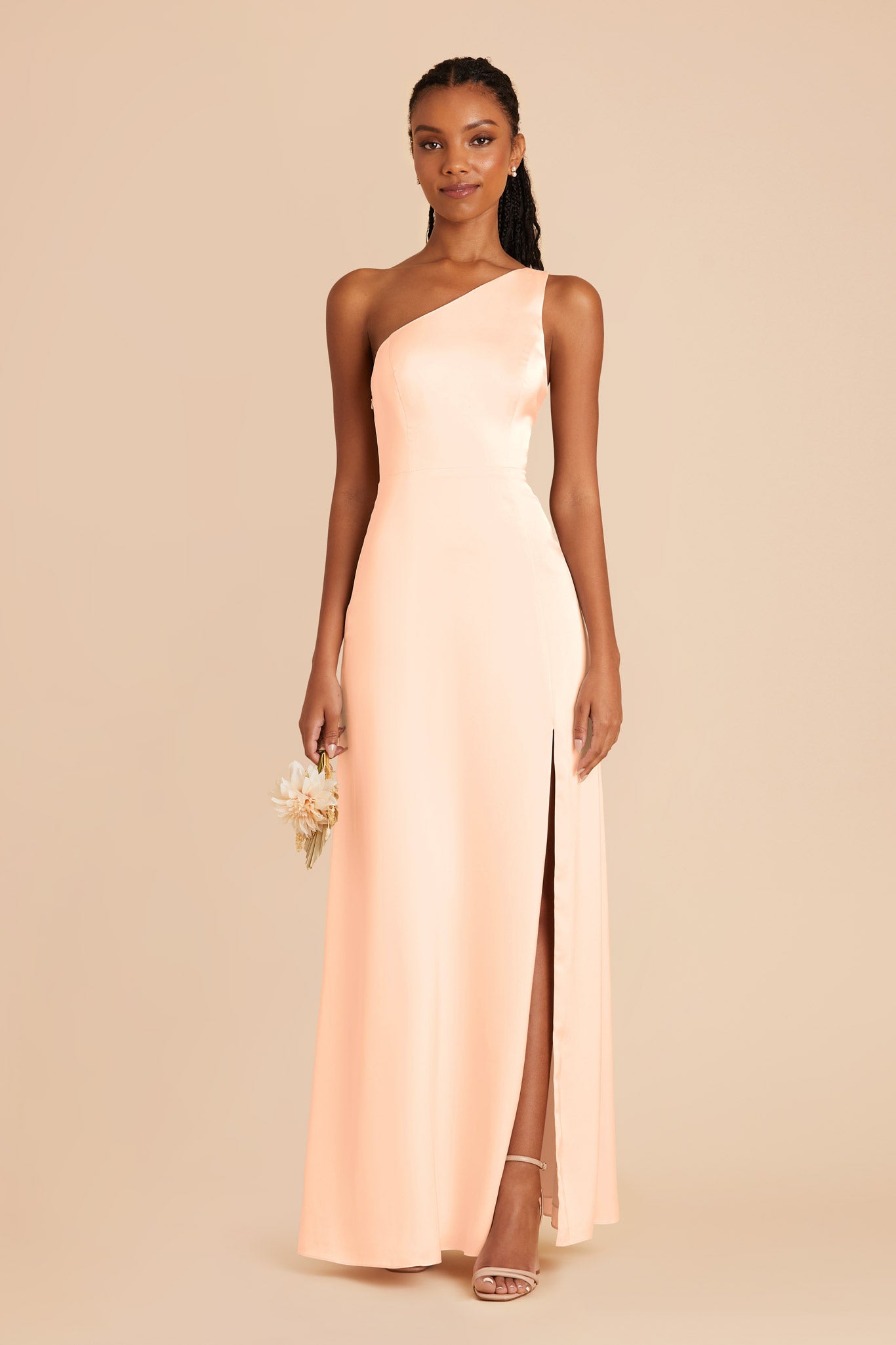 Peach Cream Kira Matte Satin Dress by Birdy Grey