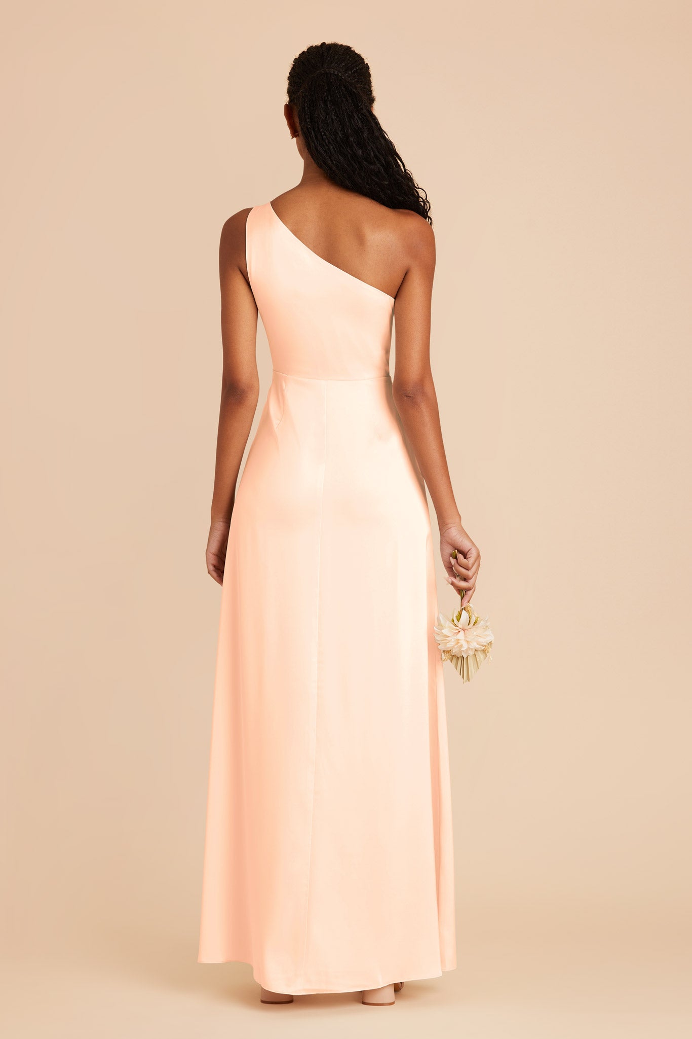 Peach Cream Kira Matte Satin Dress by Birdy Grey