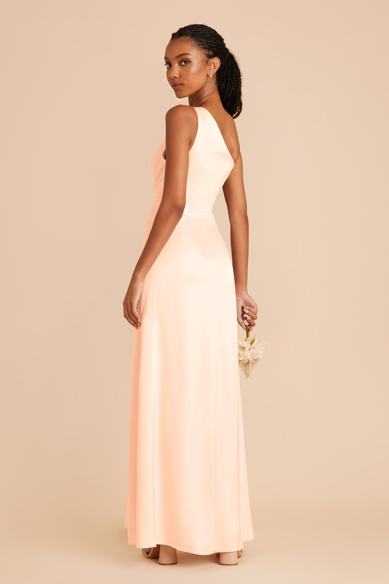 Peach Cream Kira Matte Satin Dress by Birdy Grey