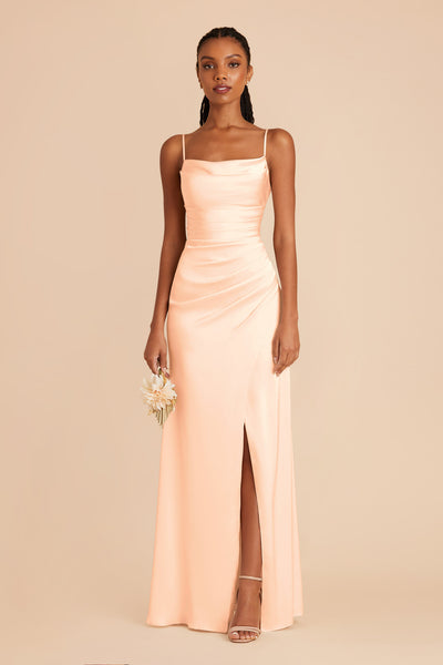 Peach Cream Lydia Matte Satin Dress by Birdy Grey