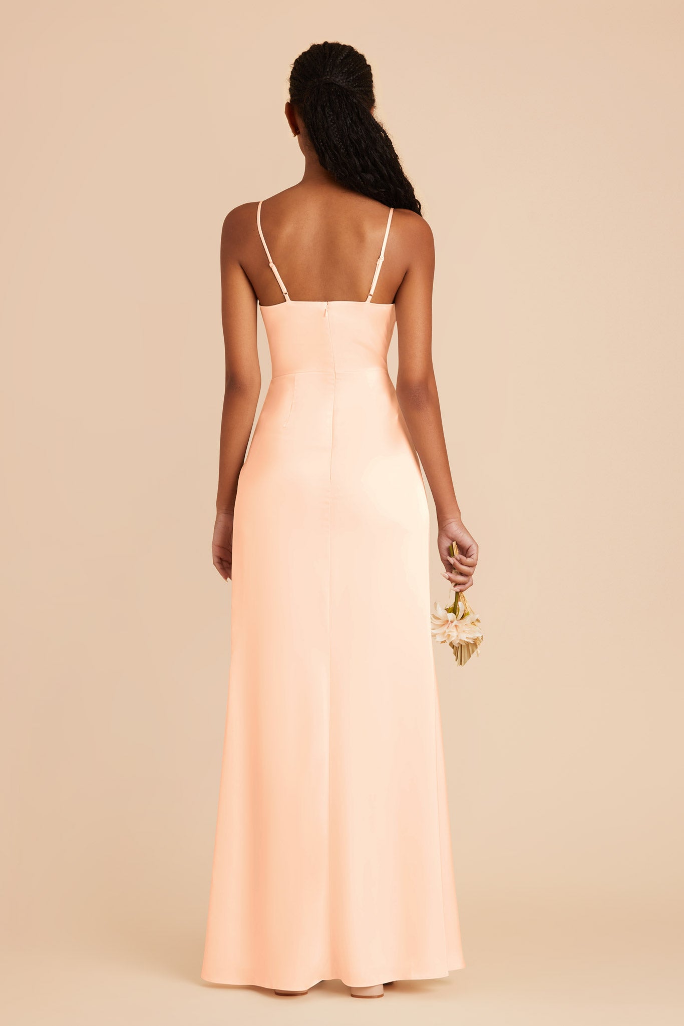 Peach Cream Lydia Matte Satin Dress by Birdy Grey