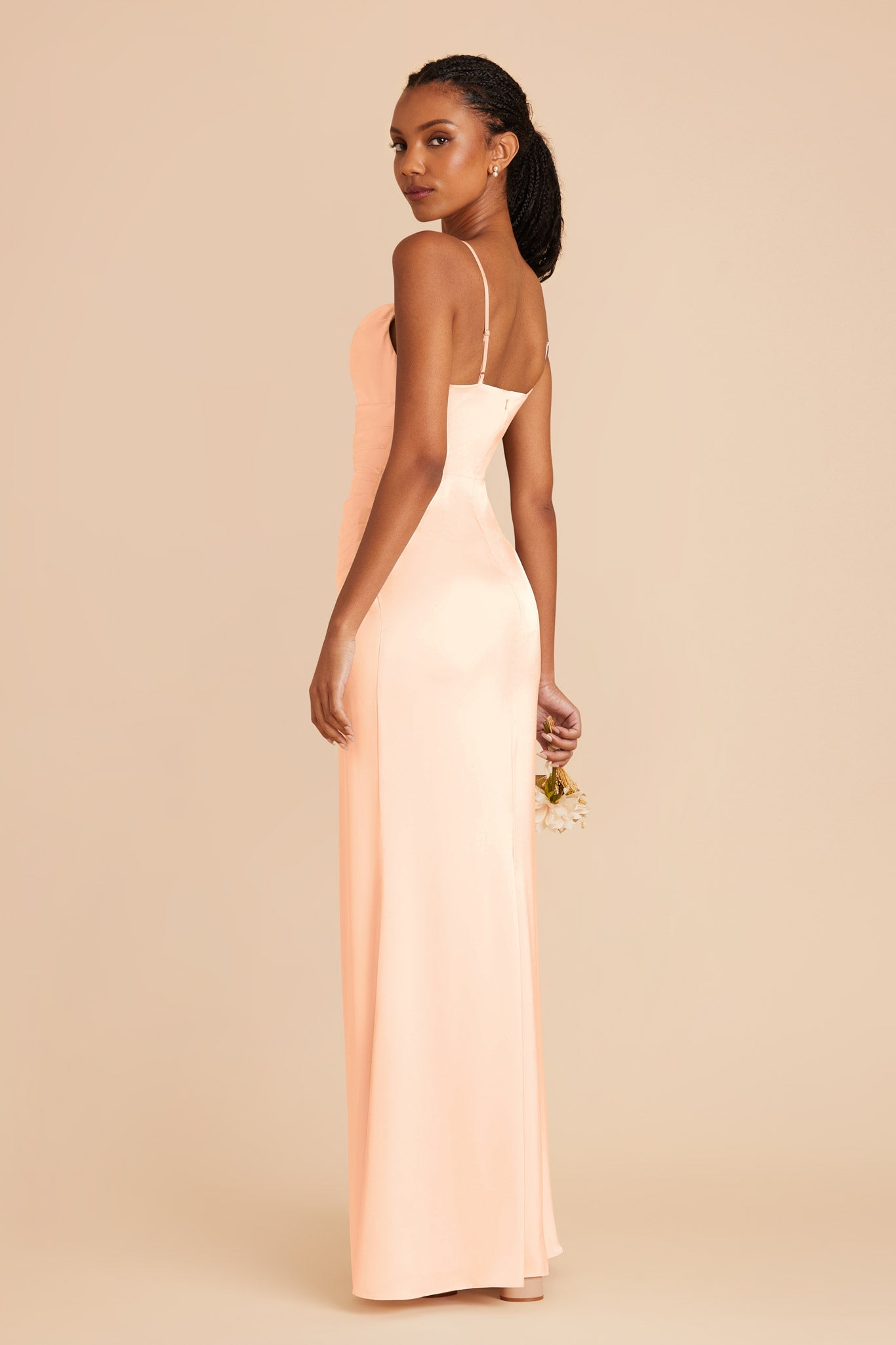 Peach Cream Lydia Matte Satin Dress by Birdy Grey