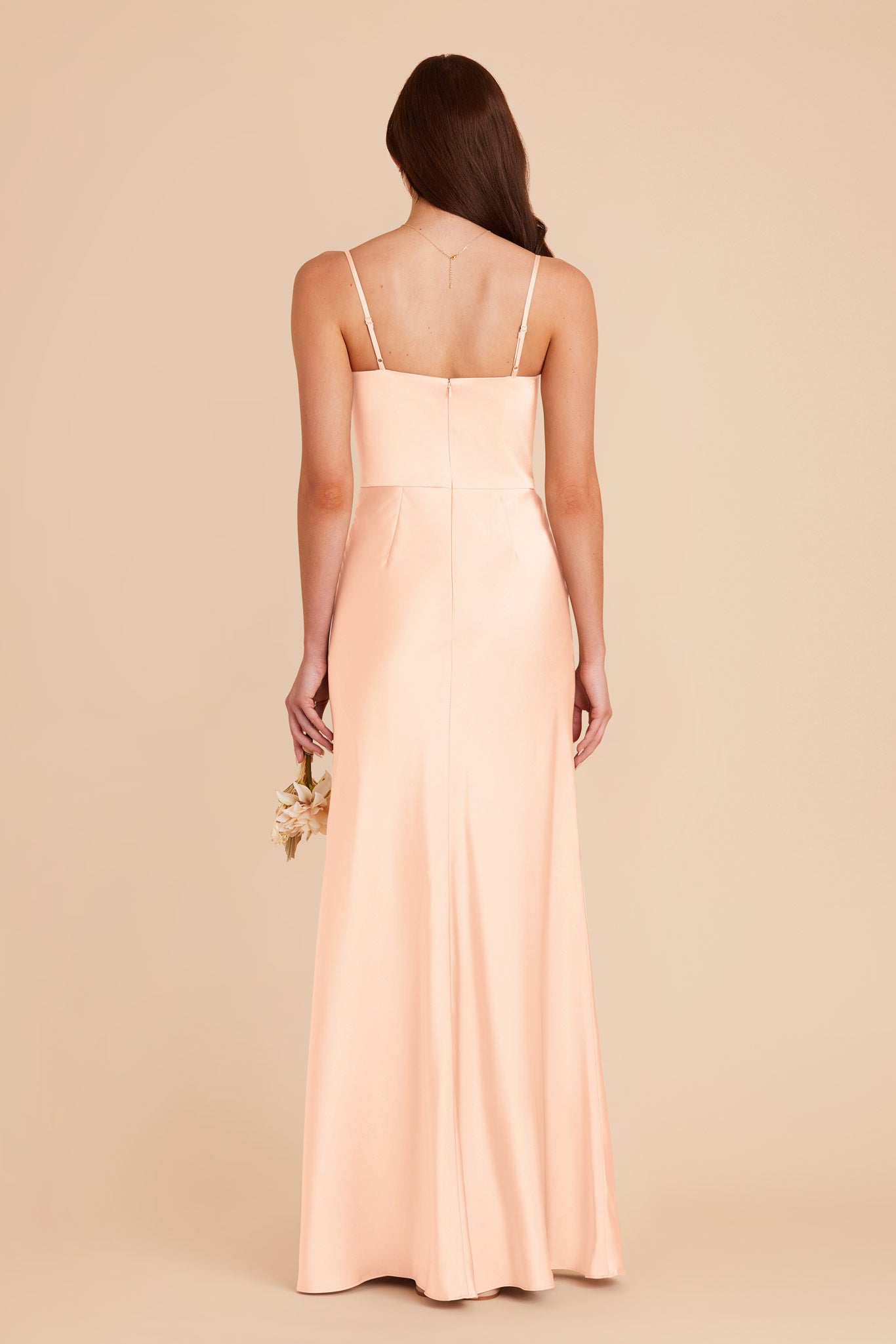 Peach Cream Mai Matte Satin Dress by Birdy Grey