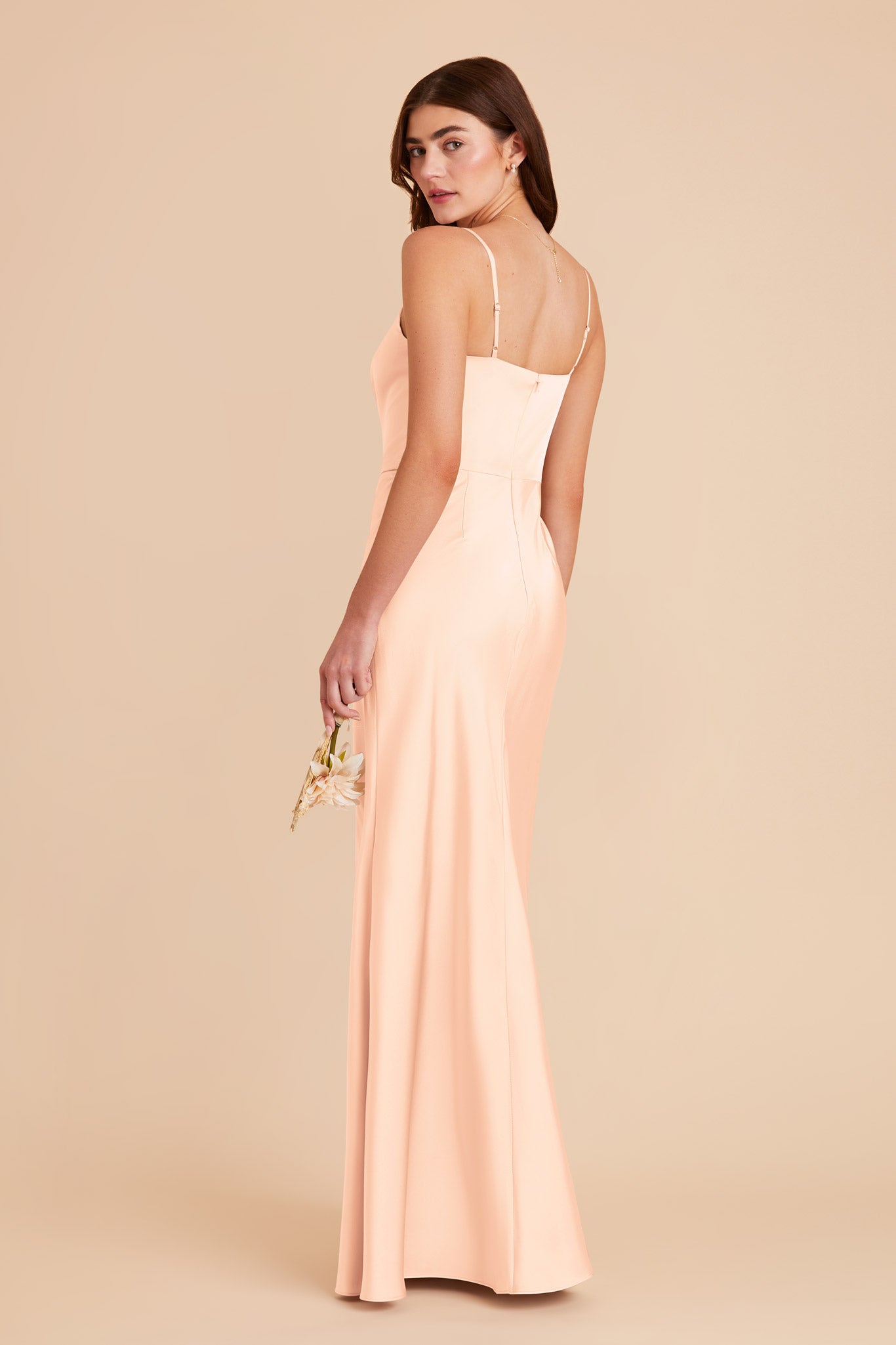 Peach Cream Mai Matte Satin Dress by Birdy Grey