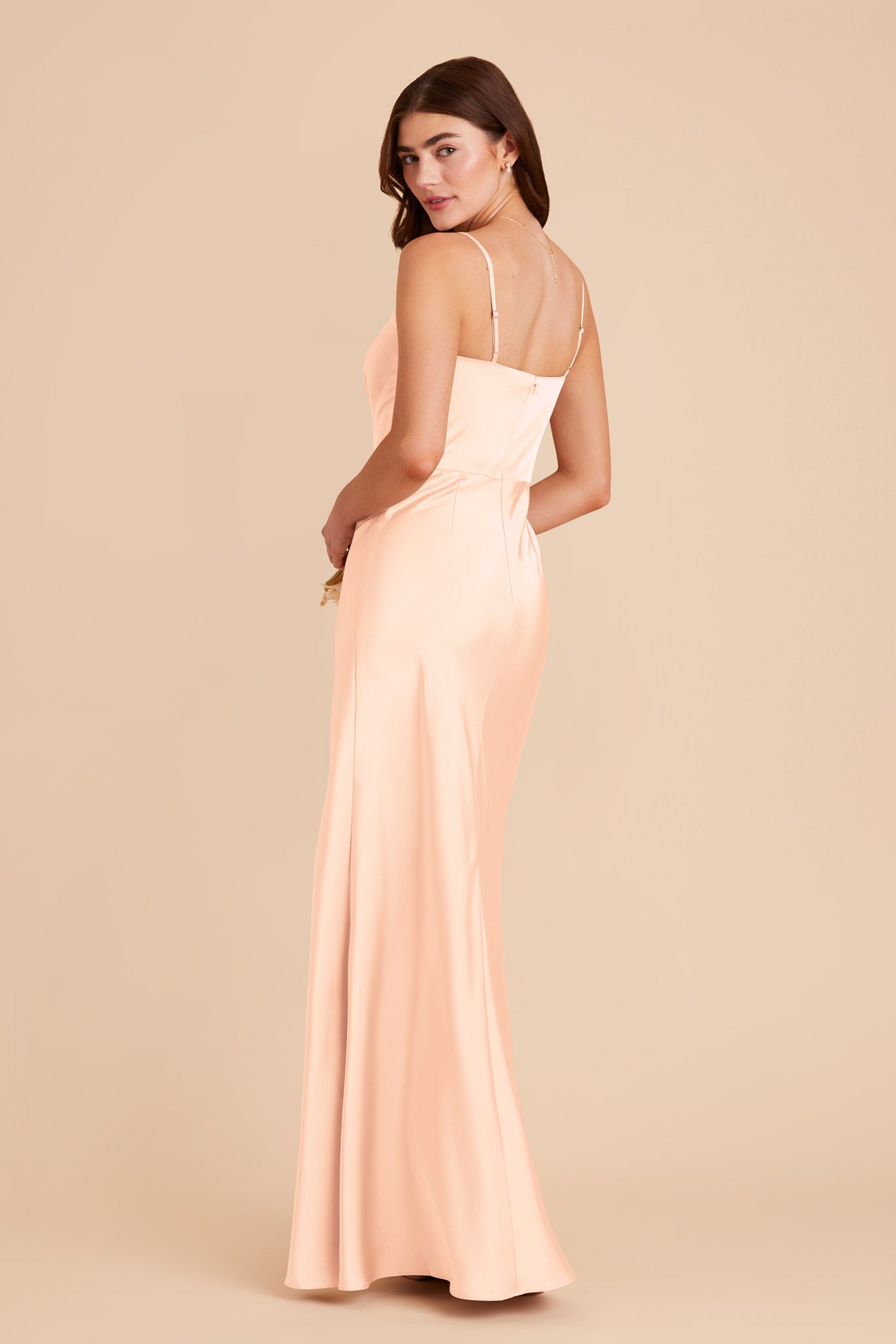 Peach Cream Mai Matte Satin Dress by Birdy Grey