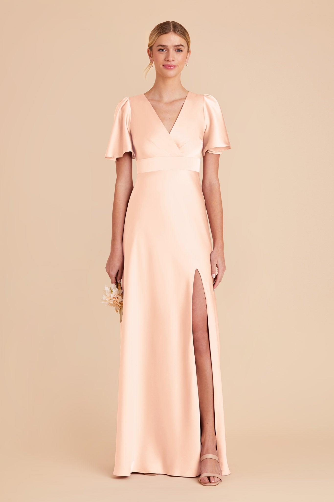 Peach Cream Marni Matte Satin Dress by Birdy Grey