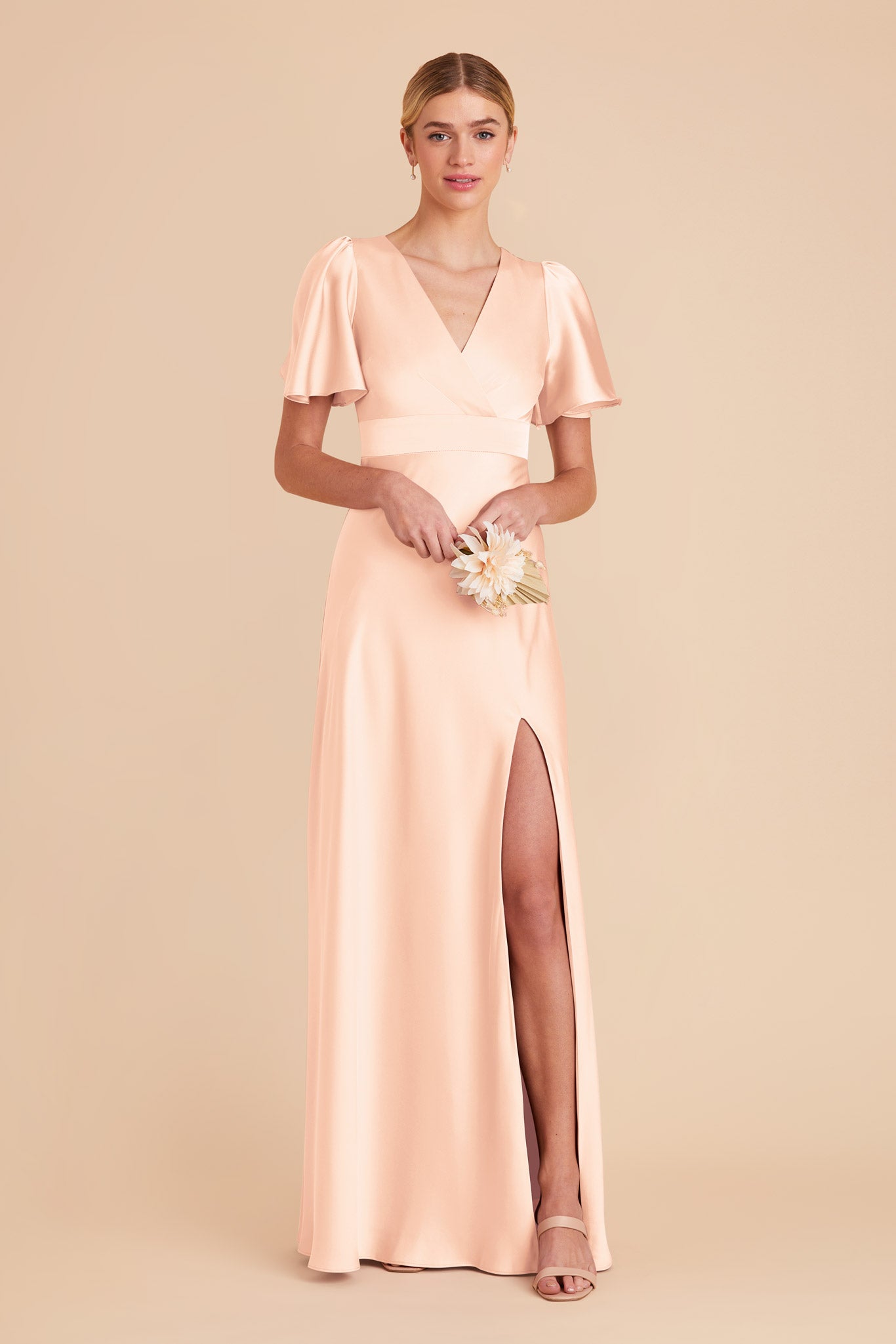 Peach Cream Marni Matte Satin Dress by Birdy Grey