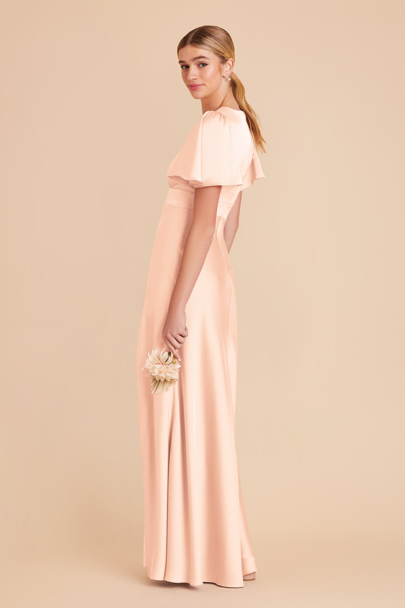 Peach Cream Marni Matte Satin Dress by Birdy Grey