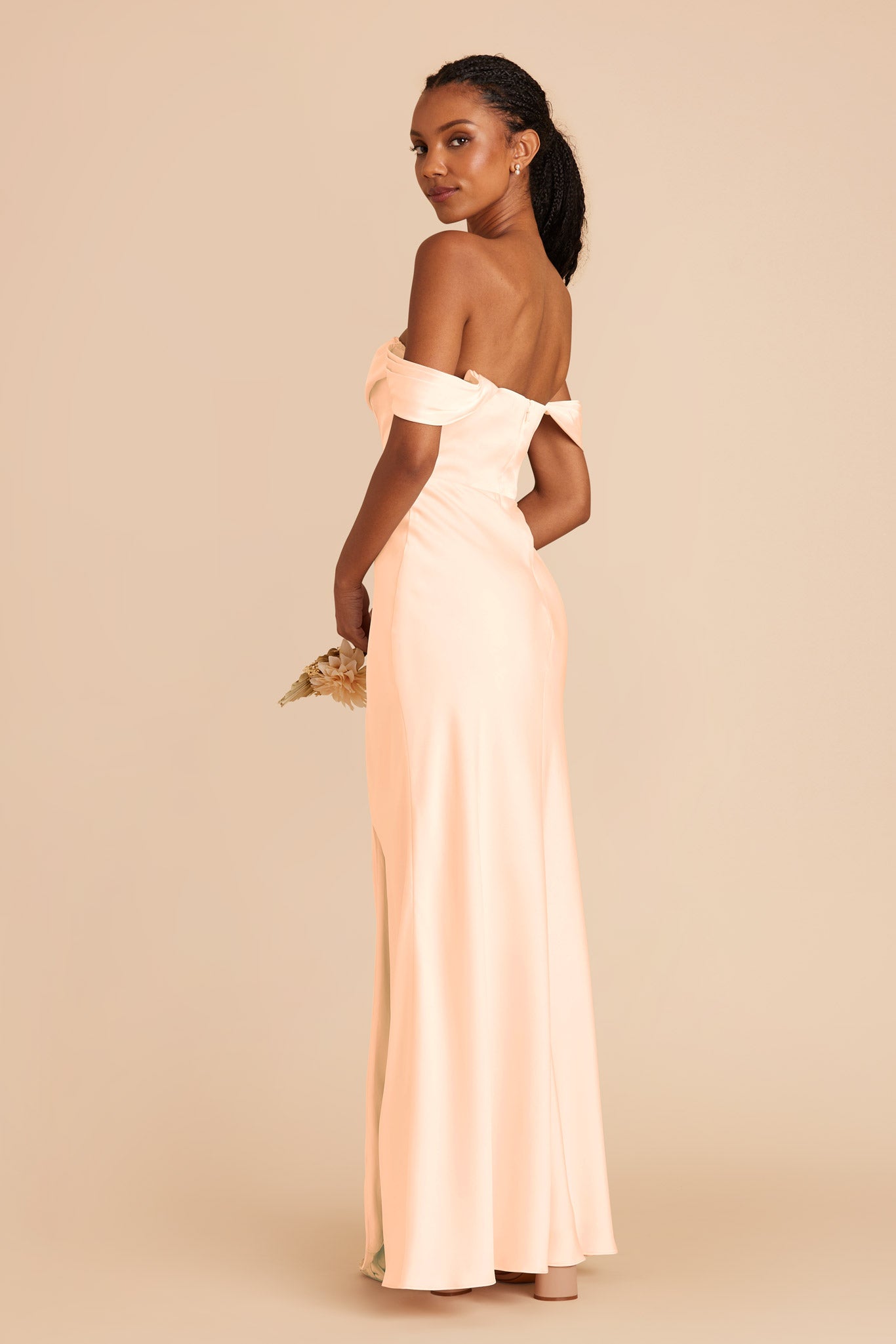 Peach Cream Mia Matte Satin Convertible Dress by Birdy Grey