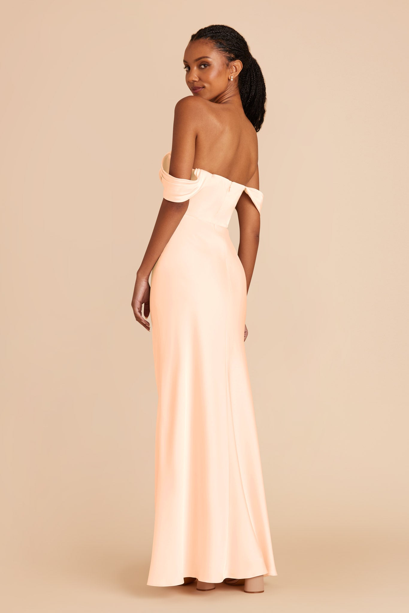 Peach Cream Mia Matte Satin Convertible Dress by Birdy Grey