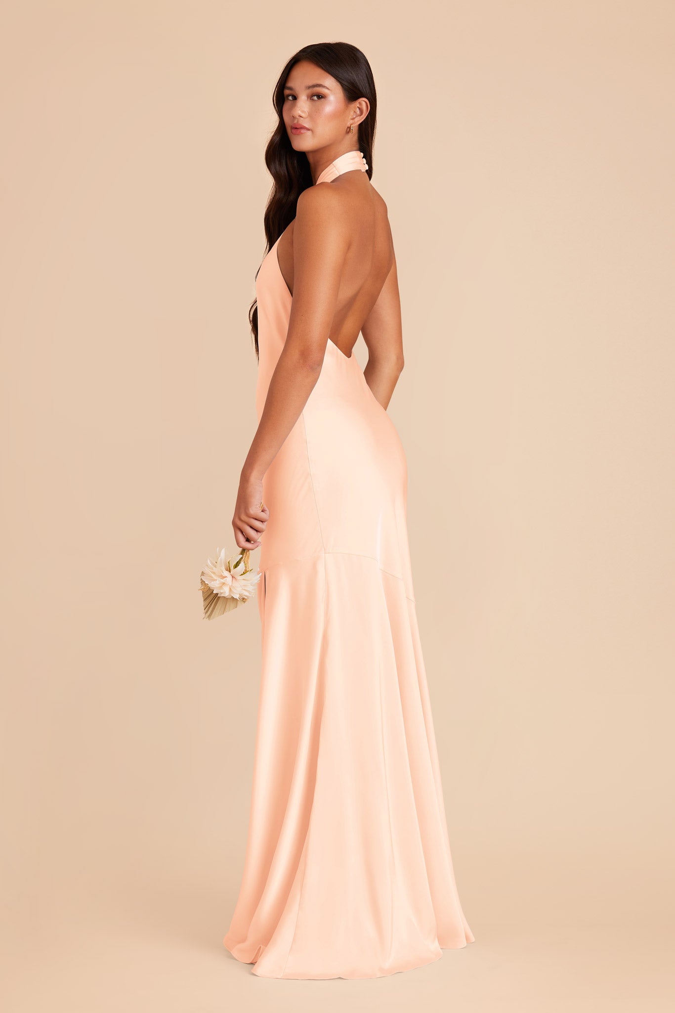 Peach Cream Stephanie Matte Satin Dress by Birdy Grey