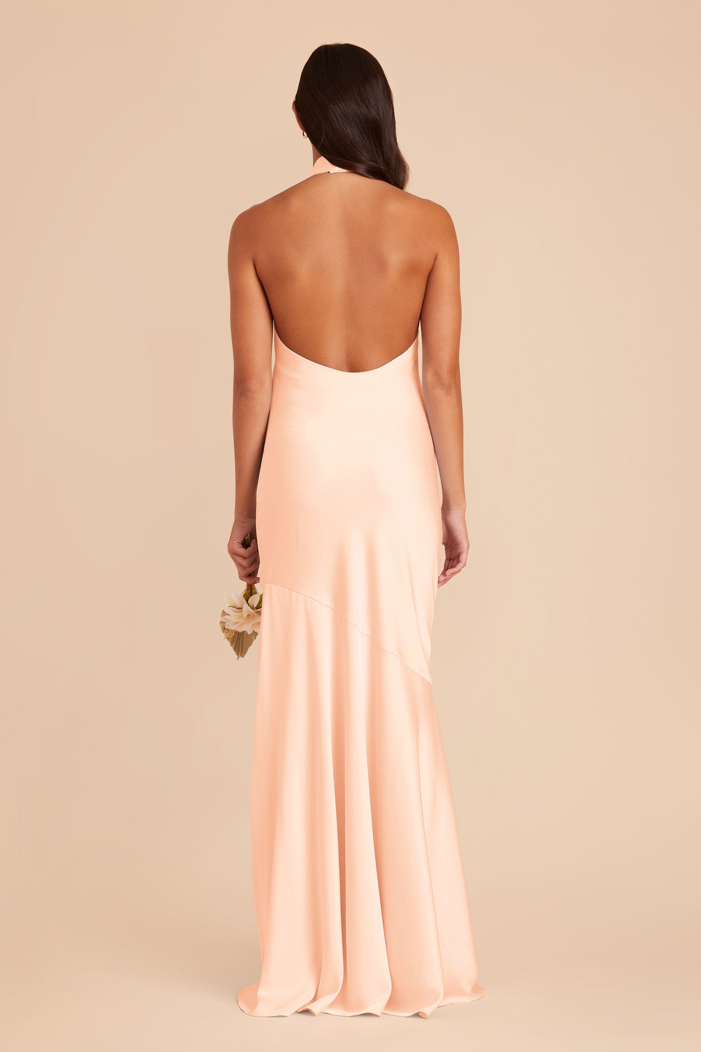 Peach Cream Stephanie Matte Satin Dress by Birdy Grey